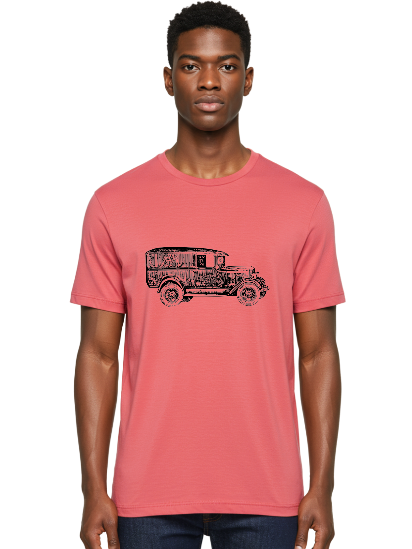 Correio Men'S Graphic Tee, 100% Cotton, Comfortable Casual Summer Wear, Machine Washable, Vintage Truck, Retro Vehicle, Classic Automobile, Correio Branding, Wooden Texture, Sketch Art, Antique Car, Nostalgic Design, Old-Fashioned, Aad784 20