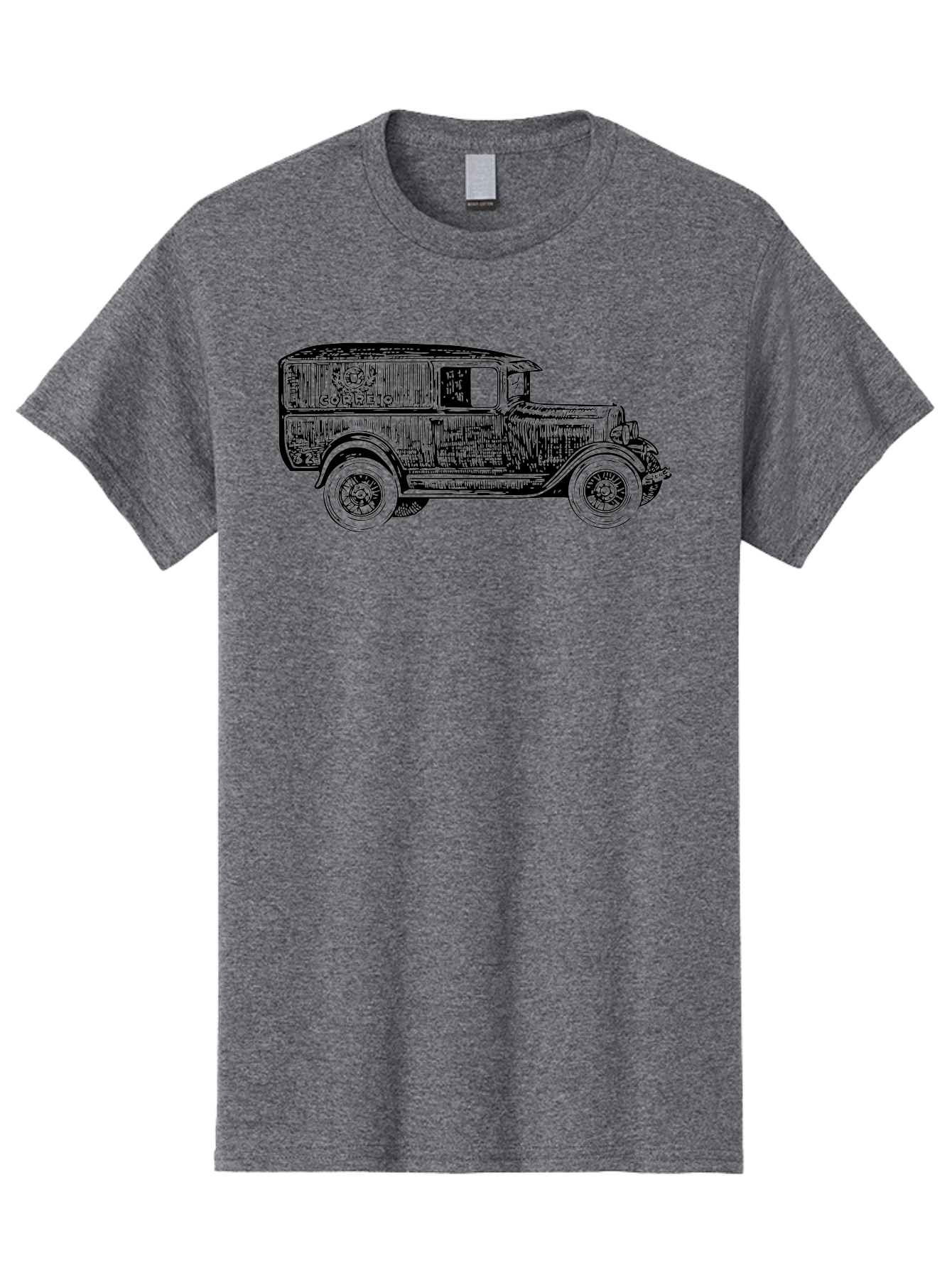 Correio Men'S Graphic Tee, 100% Cotton, Comfortable Casual Summer Wear, Machine Washable, Vintage Truck, Retro Vehicle, Classic Automobile, Correio Branding, Wooden Texture, Sketch Art, Antique Car, Nostalgic Design, Old-Fashioned, Aad784 21
