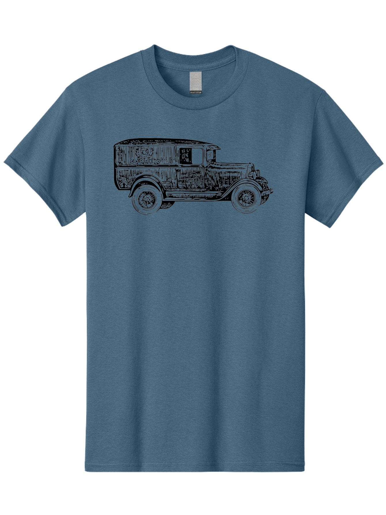Correio Men'S Graphic Tee, 100% Cotton, Comfortable Casual Summer Wear, Machine Washable, Vintage Truck, Retro Vehicle, Classic Automobile, Correio Branding, Wooden Texture, Sketch Art, Antique Car, Nostalgic Design, Old-Fashioned, Aad784 11