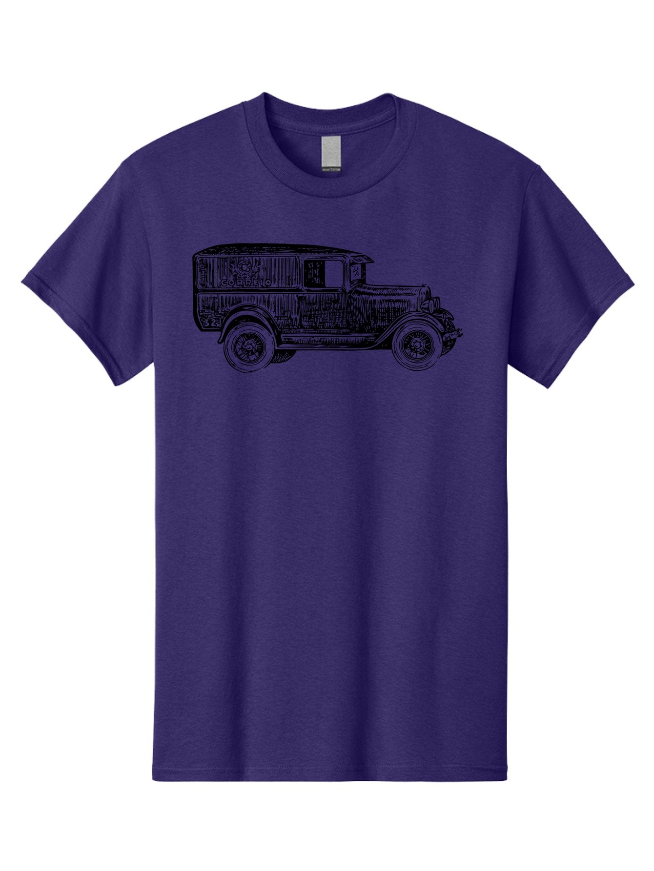 Correio Men'S Graphic Tee, 100% Cotton, Comfortable Casual Summer Wear, Machine Washable, Vintage Truck, Retro Vehicle, Classic Automobile, Correio Branding, Wooden Texture, Sketch Art, Antique Car, Nostalgic Design, Old-Fashioned, Aad784 15