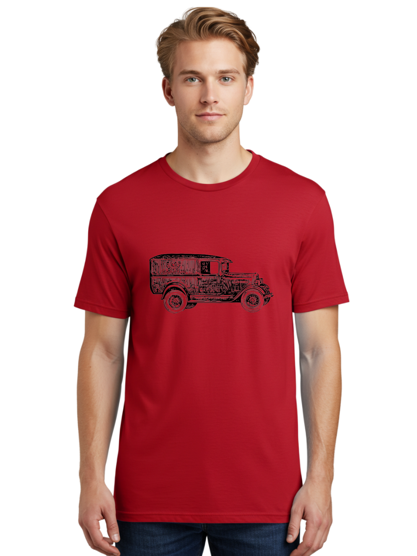 Correio Men'S Graphic Tee, 100% Cotton, Comfortable Casual Summer Wear, Machine Washable, Vintage Truck, Retro Vehicle, Classic Automobile, Correio Branding, Wooden Texture, Sketch Art, Antique Car, Nostalgic Design, Old-Fashioned, Aad784 6