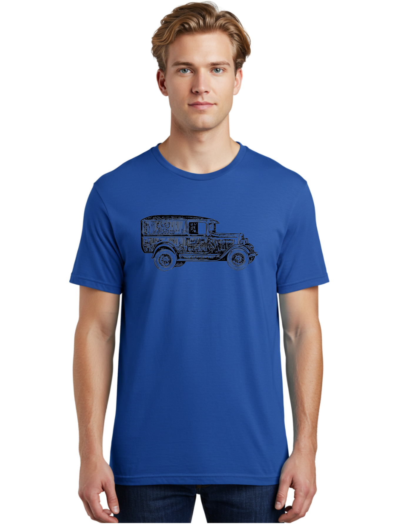 Correio Men'S Graphic Tee, 100% Cotton, Comfortable Casual Summer Wear, Machine Washable, Vintage Truck, Retro Vehicle, Classic Automobile, Correio Branding, Wooden Texture, Sketch Art, Antique Car, Nostalgic Design, Old-Fashioned, Aad784 8