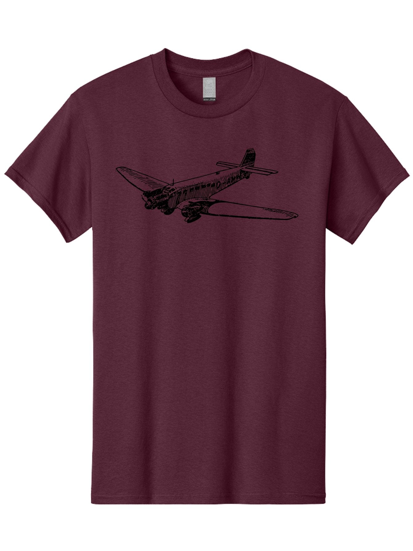 Dc3-Airplane Men'S Graphic Tee, 100% Cotton, Comfortable Casual Summer Wear, Machine Washable, Vintage Airplane, Classic Aircraft, Dc-3 Plane, Propeller-Driven Plane, Aviation History, Retro Flying Machine, Black And White Illustration, Aad785
