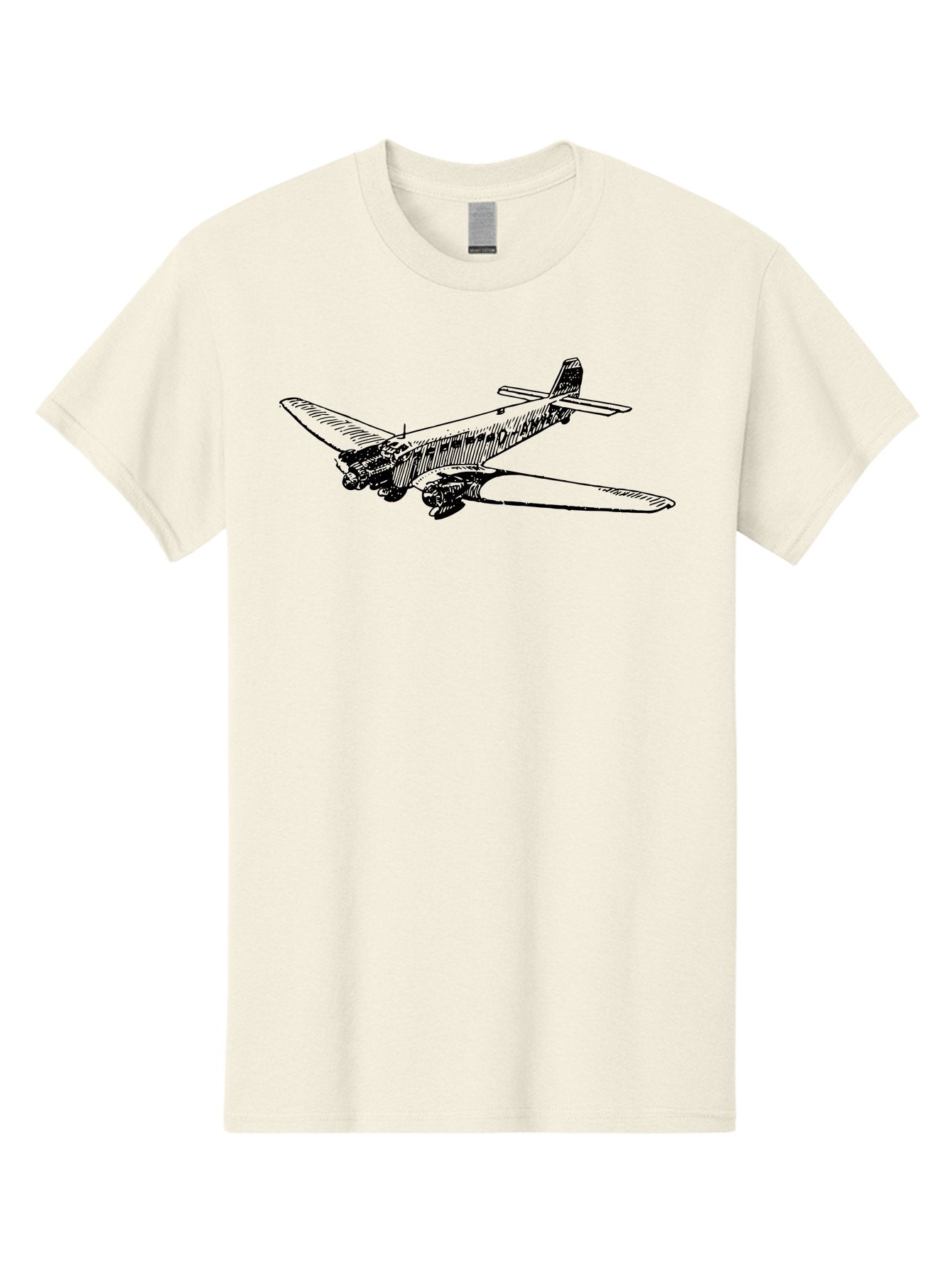 Dc3-Airplane Men'S Graphic Tee, 100% Cotton, Comfortable Casual Summer Wear, Machine Washable, Vintage Airplane, Classic Aircraft, Dc-3 Plane, Propeller-Driven Plane, Aviation History, Retro Flying Machine, Black And White Illustration, Aad785 3