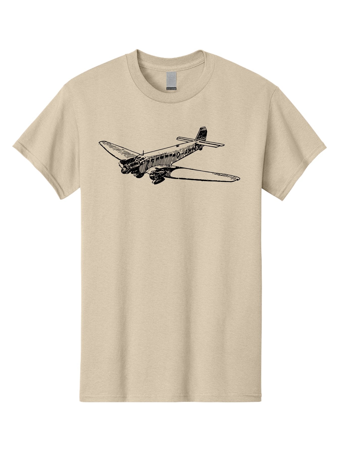 Dc3-Airplane Men'S Graphic Tee, 100% Cotton, Comfortable Casual Summer Wear, Machine Washable, Vintage Airplane, Classic Aircraft, Dc-3 Plane, Propeller-Driven Plane, Aviation History, Retro Flying Machine, Black And White Illustration, Aad785 11