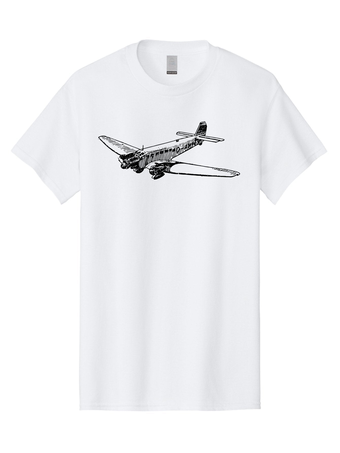 Dc3-Airplane Men'S Graphic Tee, 100% Cotton, Comfortable Casual Summer Wear, Machine Washable, Vintage Airplane, Classic Aircraft, Dc-3 Plane, Propeller-Driven Plane, Aviation History, Retro Flying Machine, Black And White Illustration, Aad785 4