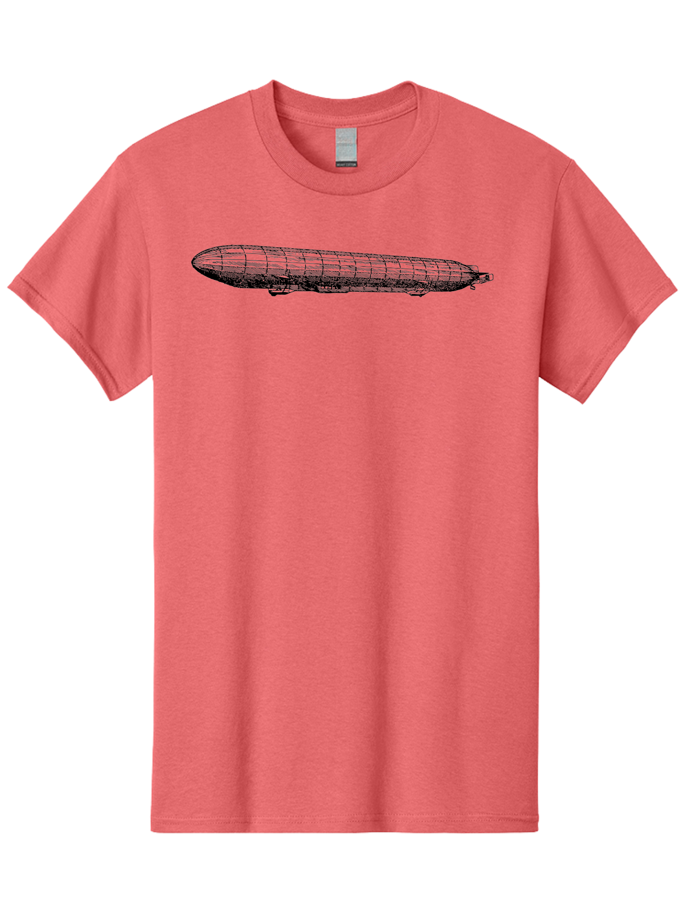 Dirigible Men'S Graphic Tee, 100% Cotton, Comfortable Casual Summer Wear, Machine Washable, Vintage Zeppelin, Historical Aircraft, Wireframe Model, 3D Rendering, Historical Aviation, Nostalgic Design, Retro Technology, German Engineering Aad786 17