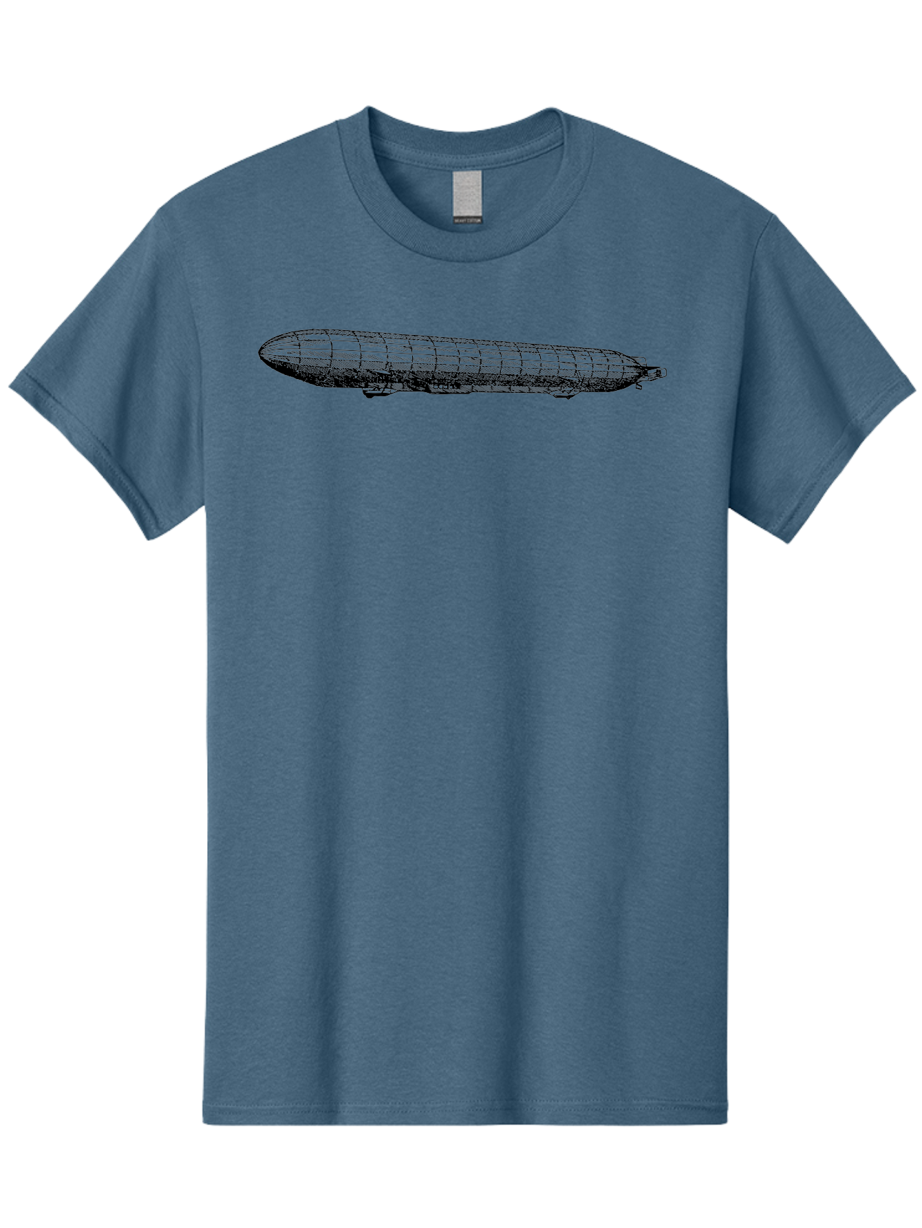 Dirigible Men'S Graphic Tee, 100% Cotton, Comfortable Casual Summer Wear, Machine Washable, Vintage Zeppelin, Historical Aircraft, Wireframe Model, 3D Rendering, Historical Aviation, Nostalgic Design, Retro Technology, German Engineering Aad786
