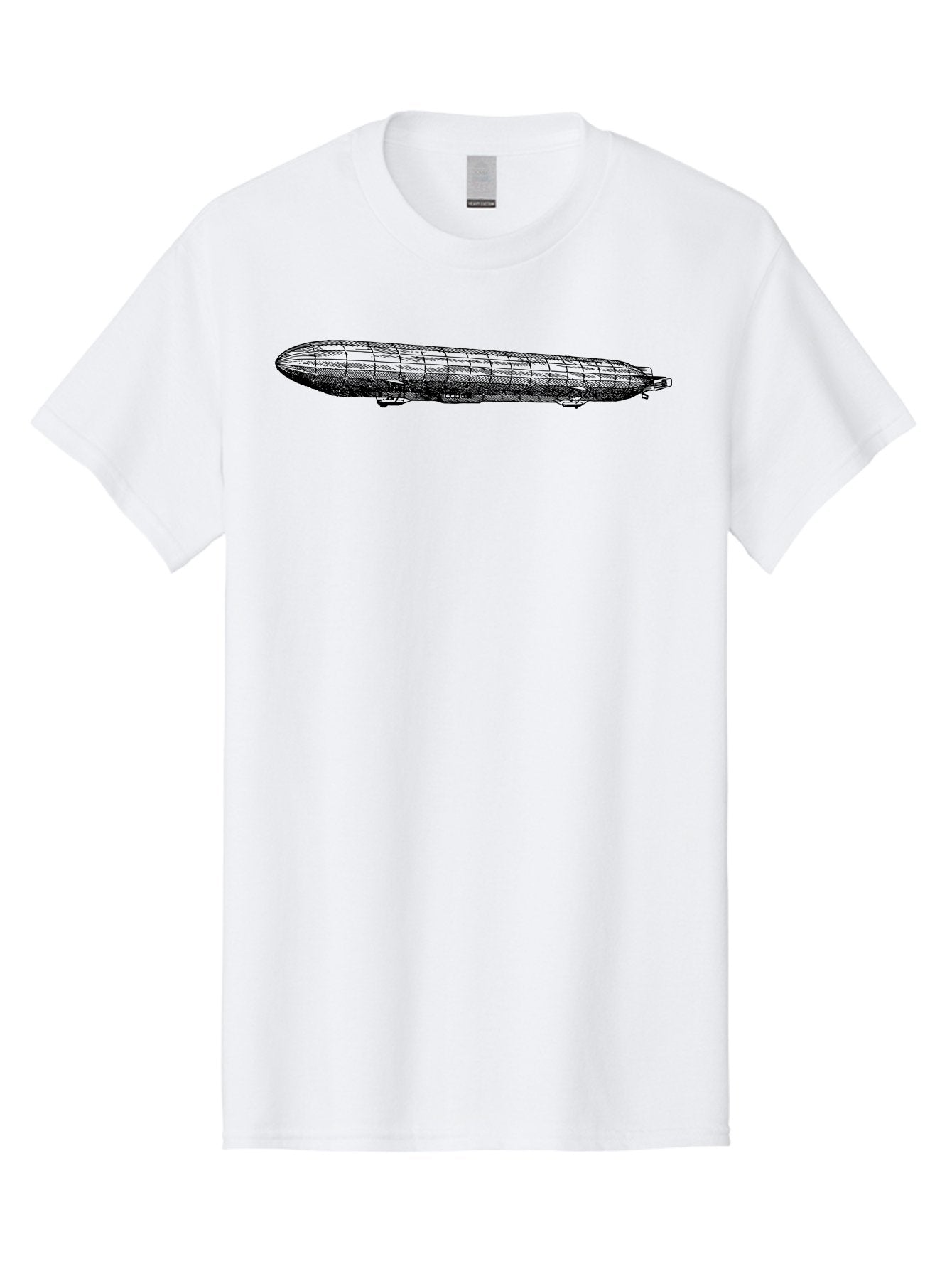 Dirigible Men'S Graphic Tee, 100% Cotton, Comfortable Casual Summer Wear, Machine Washable, Vintage Zeppelin, Historical Aircraft, Wireframe Model, 3D Rendering, Historical Aviation, Nostalgic Design, Retro Technology, German Engineering Aad786