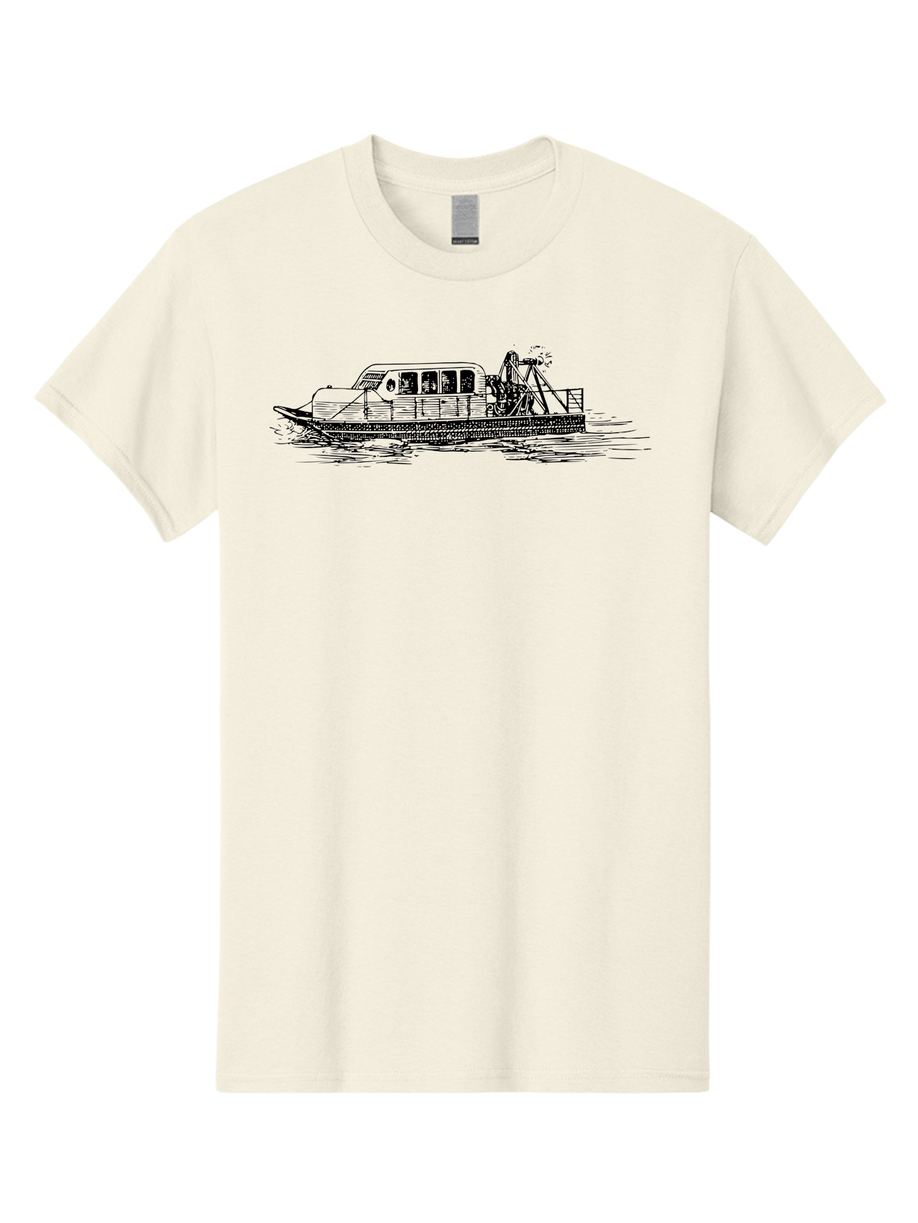 Dredger-Ship Men'S Graphic Tee, 100% Cotton, Comfortable Casual Summer Wear, Machine Washable, Dredging Equipment, Waterway Construction, Marine Engineering, Dredger Barge, Heavy Machinery, Industrial Vessel, Dredging Operations Aad787 5