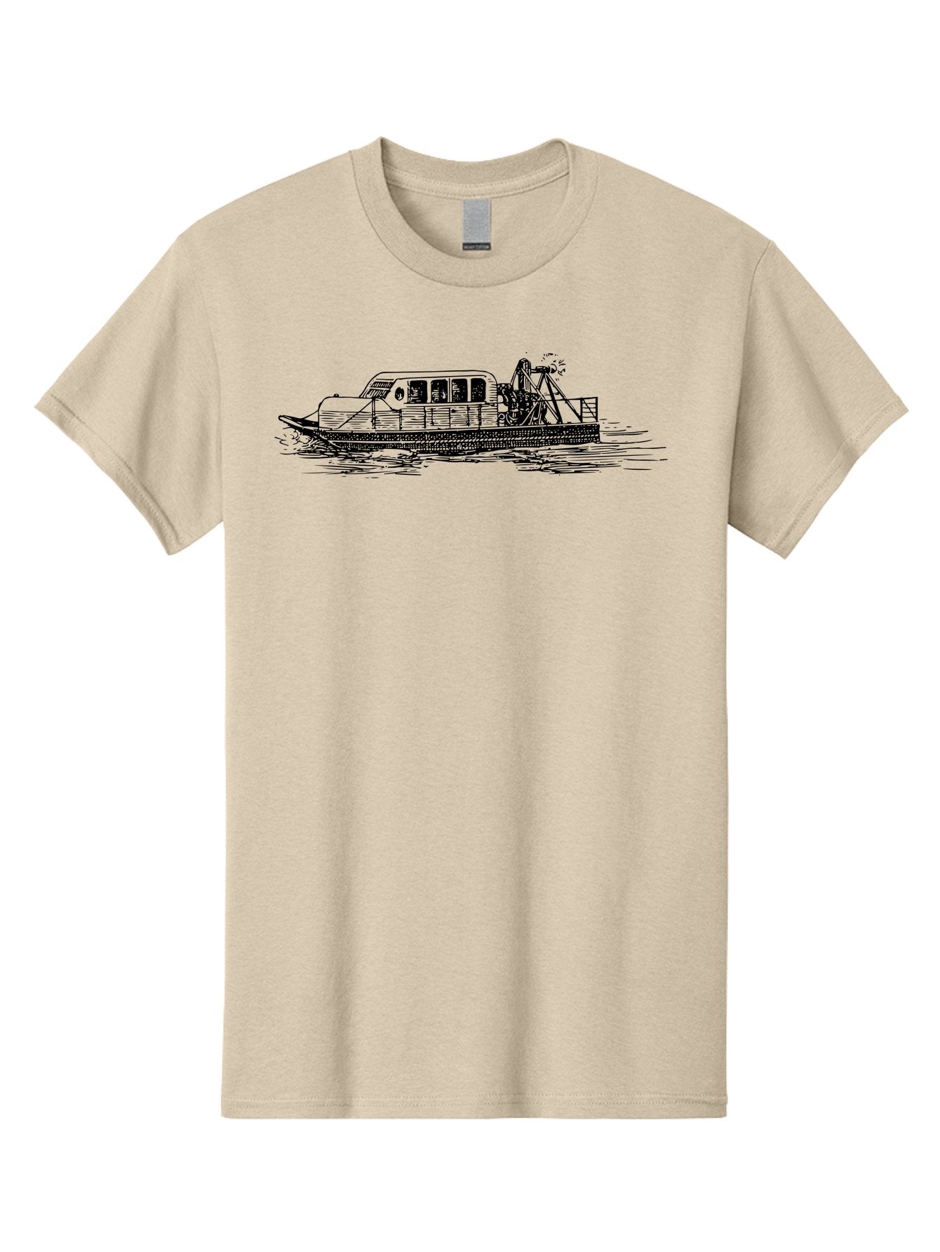 Dredger-Ship Men'S Graphic Tee, 100% Cotton, Comfortable Casual Summer Wear, Machine Washable, Dredging Equipment, Waterway Construction, Marine Engineering, Dredger Barge, Heavy Machinery, Industrial Vessel, Dredging Operations Aad787 7