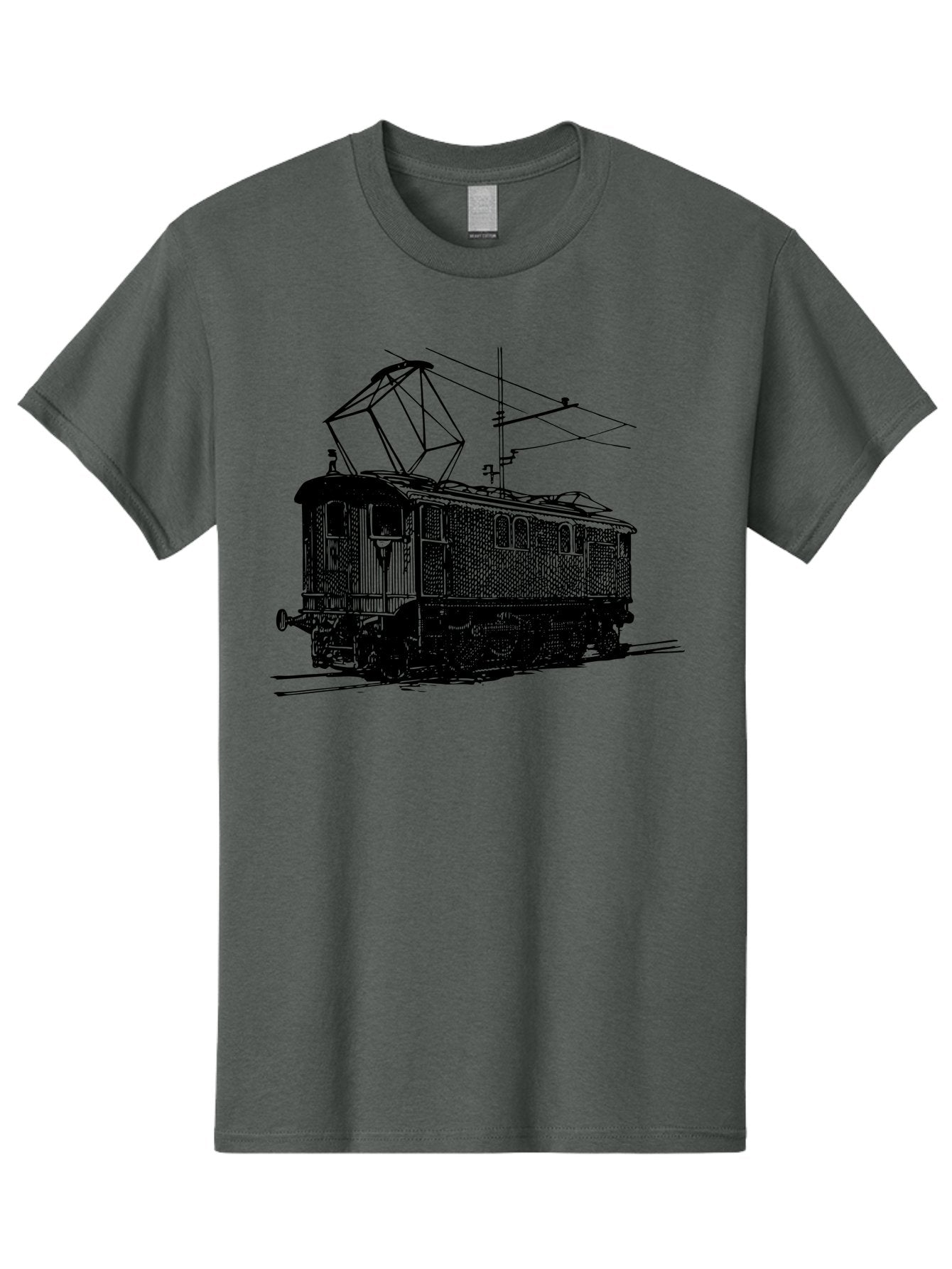 Electric-Train Men'S Graphic Tee, 100% Cotton, Comfortable Casual Summer Wear, Machine Washable, Vintage Electric Train, Railway Locomotive, Transportation Mode, Electric Power, Railway Technology, Historic Train Design, Public Transit Aad788