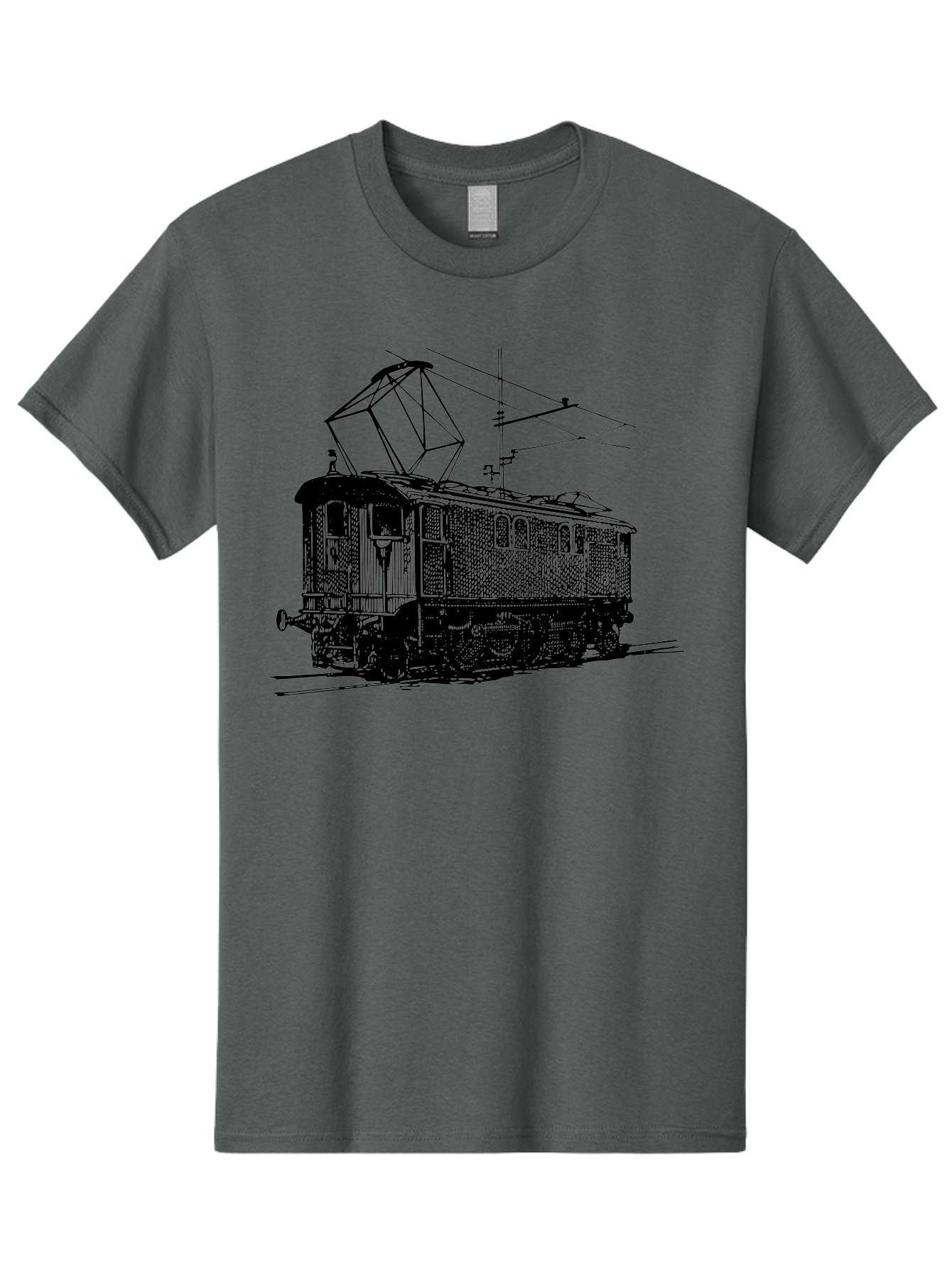 Electric-Train Men'S Graphic Tee, 100% Cotton, Comfortable Casual Summer Wear, Machine Washable, Vintage Electric Train, Railway Locomotive, Transportation Mode, Electric Power, Railway Technology, Historic Train Design, Public Transit Aad788 21