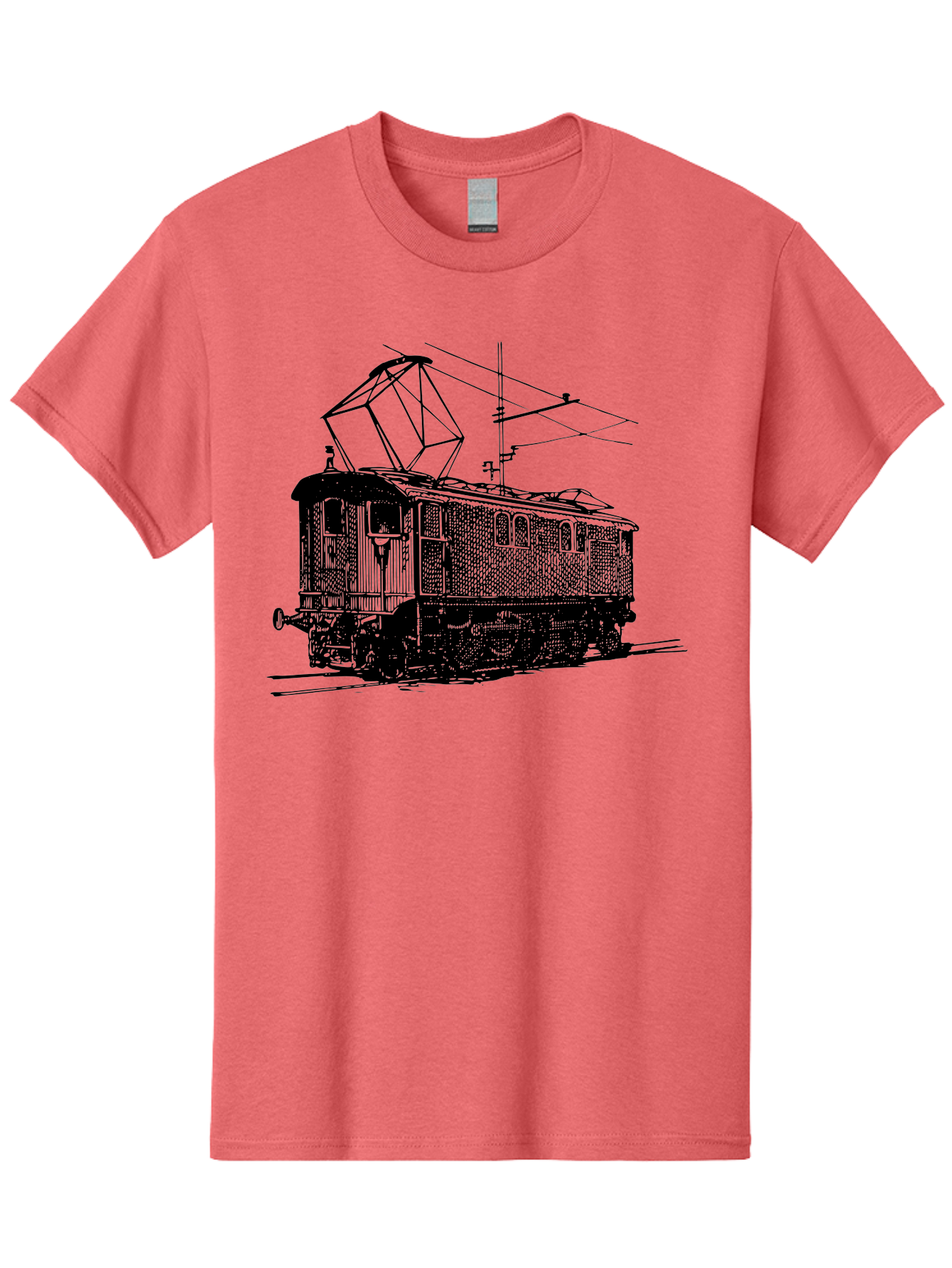 Electric-Train Men'S Graphic Tee, 100% Cotton, Comfortable Casual Summer Wear, Machine Washable, Vintage Electric Train, Railway Locomotive, Transportation Mode, Electric Power, Railway Technology, Historic Train Design, Public Transit Aad788 29