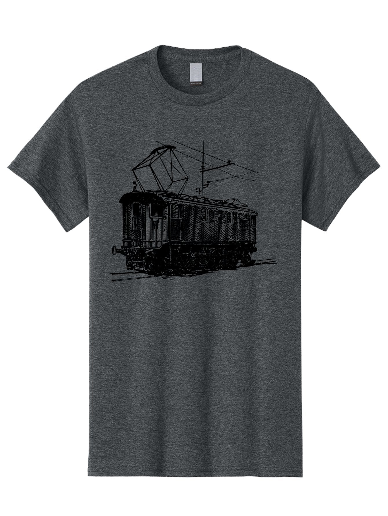 Electric-Train Men'S Graphic Tee, 100% Cotton, Comfortable Casual Summer Wear, Machine Washable, Vintage Electric Train, Railway Locomotive, Transportation Mode, Electric Power, Railway Technology, Historic Train Design, Public Transit Aad788 4