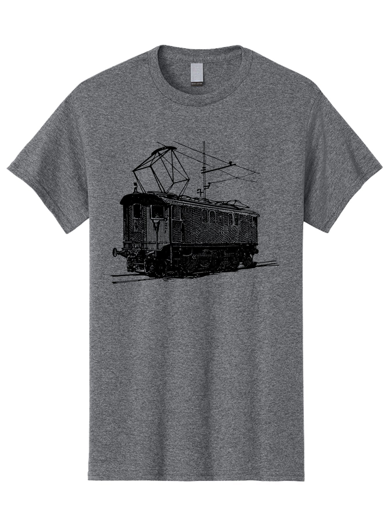 Electric-Train Men'S Graphic Tee, 100% Cotton, Comfortable Casual Summer Wear, Machine Washable, Vintage Electric Train, Railway Locomotive, Transportation Mode, Electric Power, Railway Technology, Historic Train Design, Public Transit Aad788 6