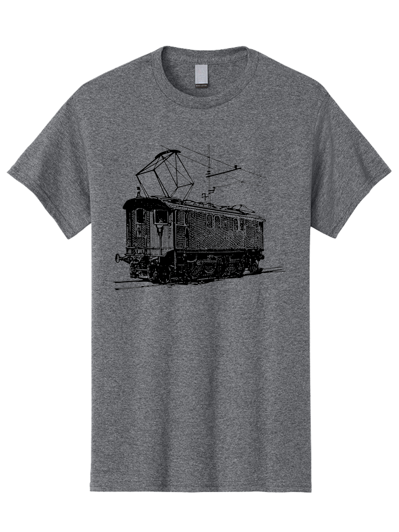 Electric-Train Men'S Graphic Tee, 100% Cotton, Comfortable Casual Summer Wear, Machine Washable, Vintage Electric Train, Railway Locomotive, Transportation Mode, Electric Power, Railway Technology, Historic Train Design, Public Transit Aad788 13