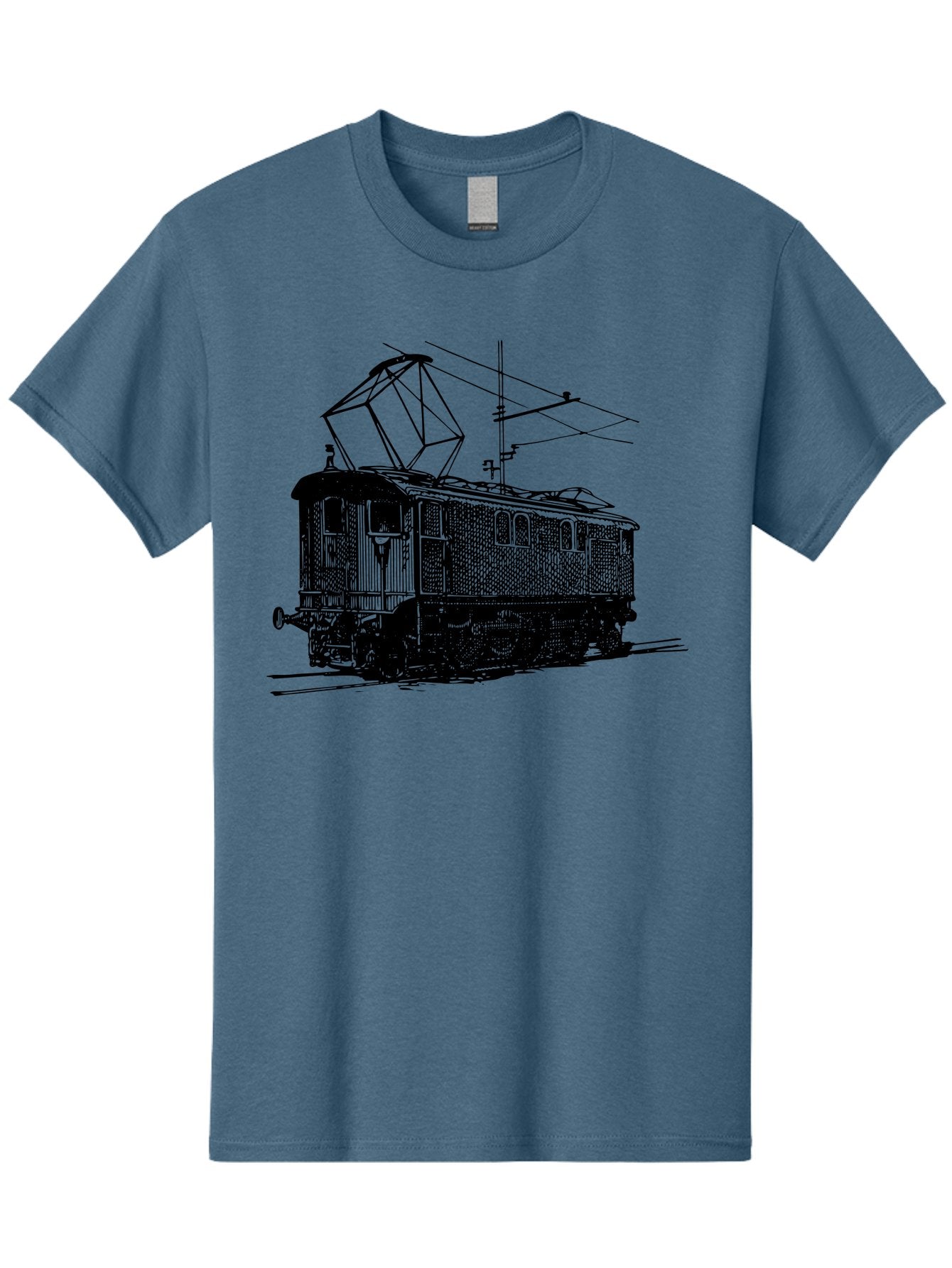 Electric-Train Men'S Graphic Tee, 100% Cotton, Comfortable Casual Summer Wear, Machine Washable, Vintage Electric Train, Railway Locomotive, Transportation Mode, Electric Power, Railway Technology, Historic Train Design, Public Transit Aad788 8