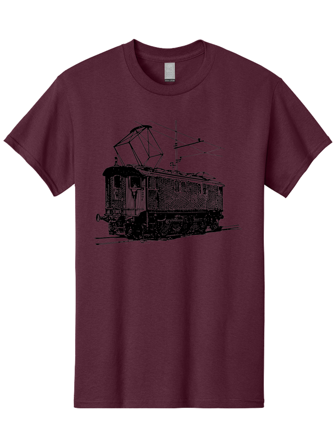 Electric-Train Men'S Graphic Tee, 100% Cotton, Comfortable Casual Summer Wear, Machine Washable, Vintage Electric Train, Railway Locomotive, Transportation Mode, Electric Power, Railway Technology, Historic Train Design, Public Transit Aad788 3