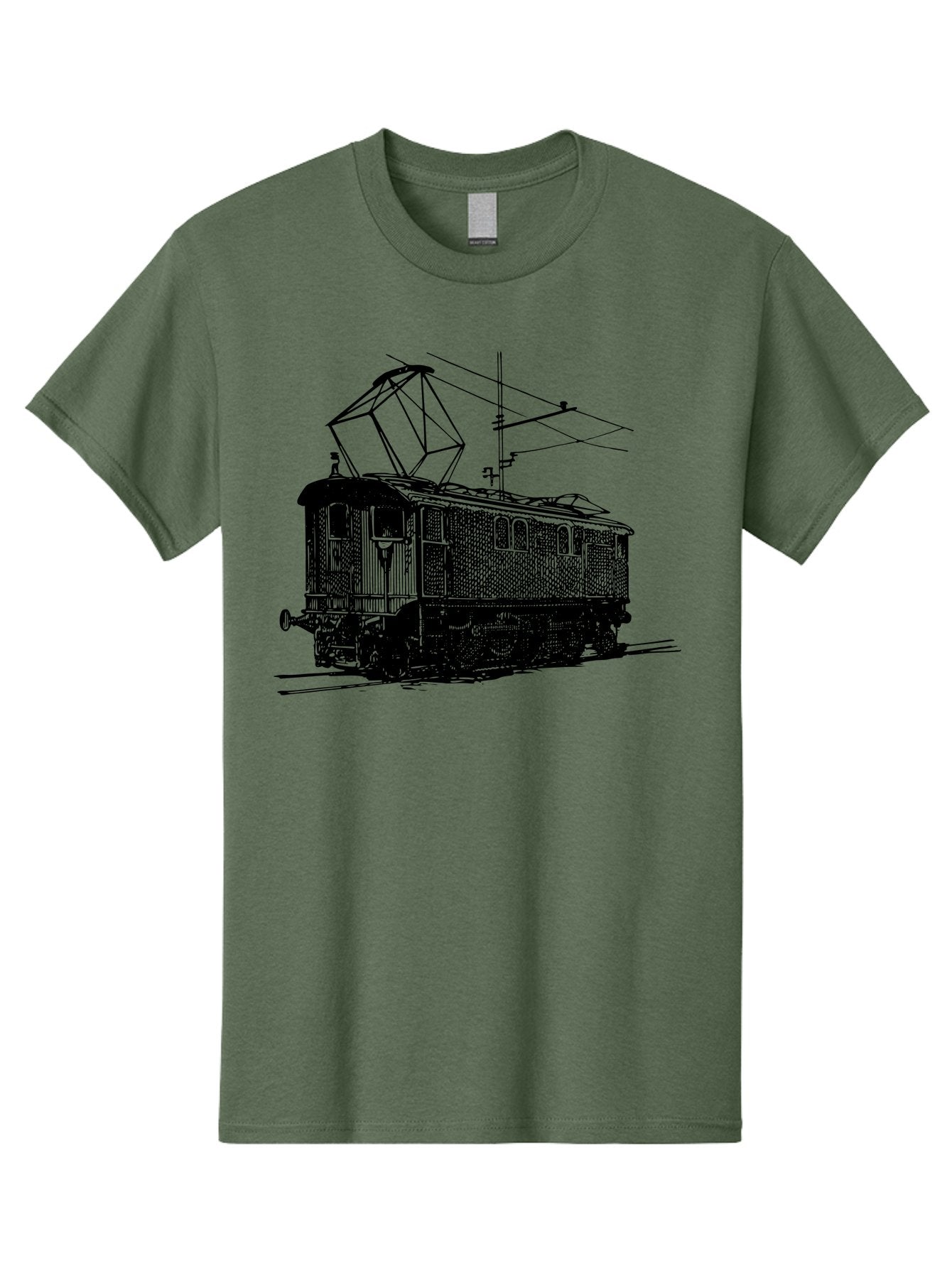 Electric-Train Men'S Graphic Tee, 100% Cotton, Comfortable Casual Summer Wear, Machine Washable, Vintage Electric Train, Railway Locomotive, Transportation Mode, Electric Power, Railway Technology, Historic Train Design, Public Transit Aad788 9
