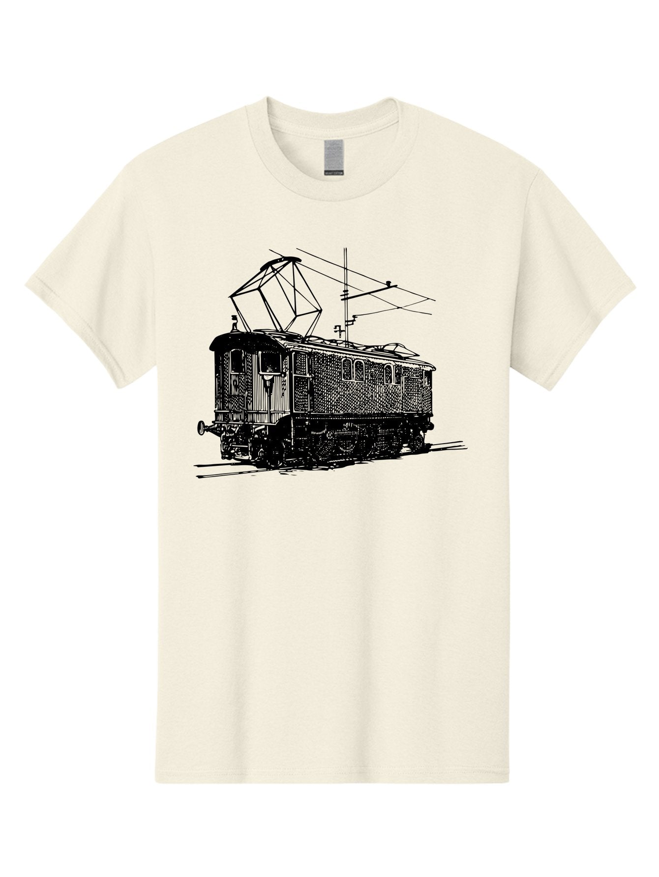 Electric-Train Men'S Graphic Tee, 100% Cotton, Comfortable Casual Summer Wear, Machine Washable, Vintage Electric Train, Railway Locomotive, Transportation Mode, Electric Power, Railway Technology, Historic Train Design, Public Transit Aad788 12