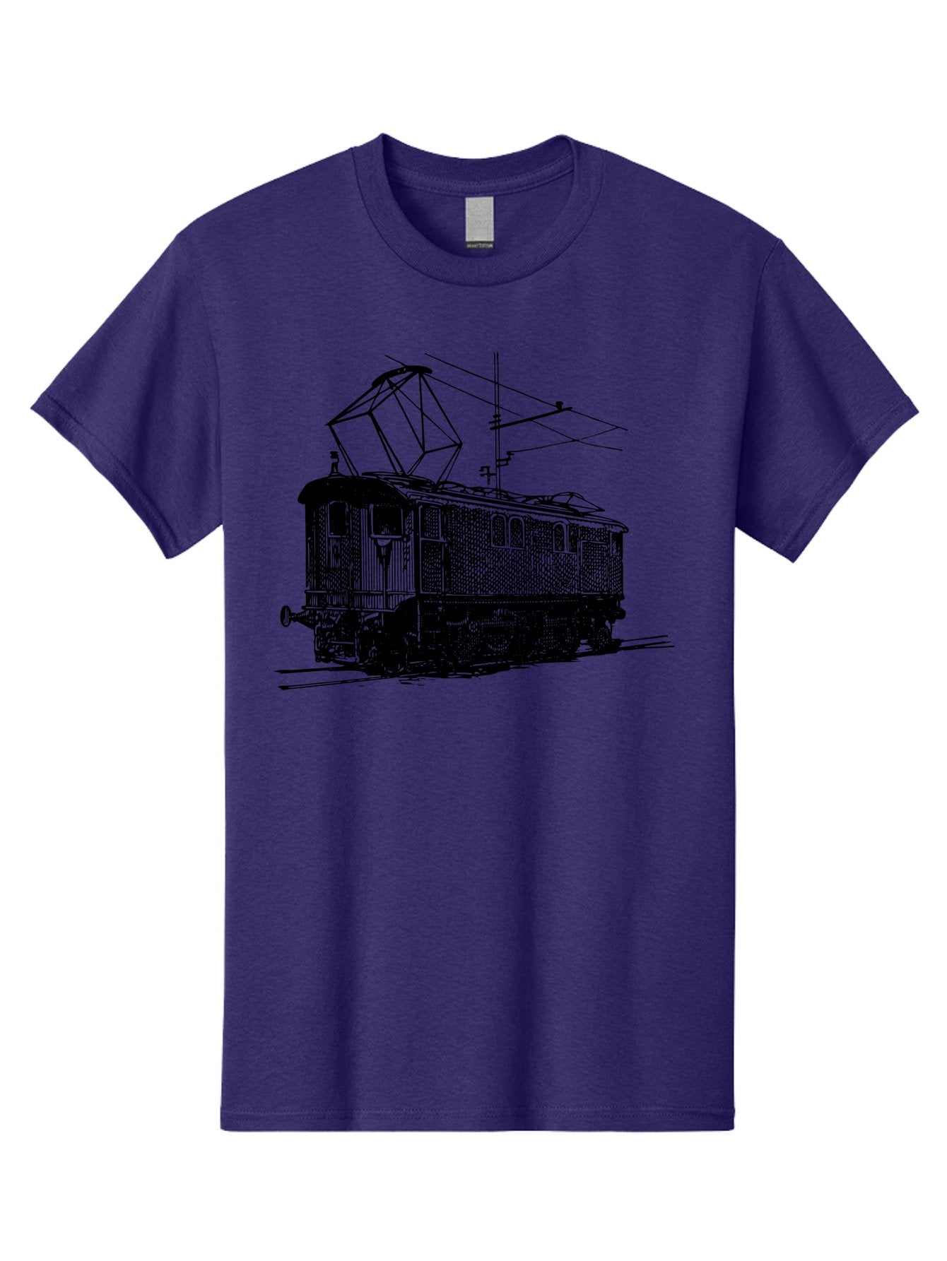 Electric-Train Men'S Graphic Tee, 100% Cotton, Comfortable Casual Summer Wear, Machine Washable, Vintage Electric Train, Railway Locomotive, Transportation Mode, Electric Power, Railway Technology, Historic Train Design, Public Transit Aad788