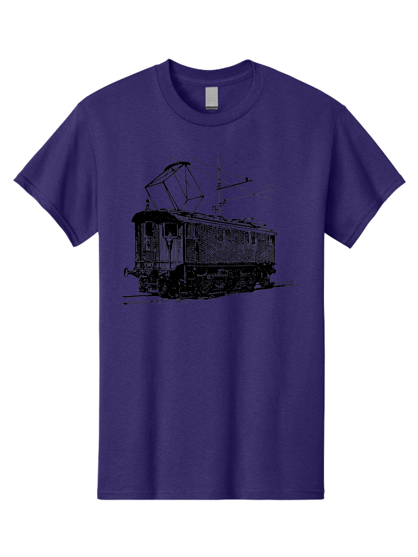 Electric-Train Men'S Graphic Tee, 100% Cotton, Comfortable Casual Summer Wear, Machine Washable, Vintage Electric Train, Railway Locomotive, Transportation Mode, Electric Power, Railway Technology, Historic Train Design, Public Transit Aad788 19