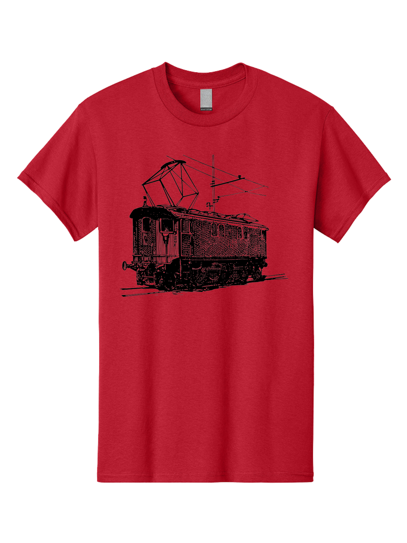 Electric-Train Men'S Graphic Tee, 100% Cotton, Comfortable Casual Summer Wear, Machine Washable, Vintage Electric Train, Railway Locomotive, Transportation Mode, Electric Power, Railway Technology, Historic Train Design, Public Transit Aad788 15