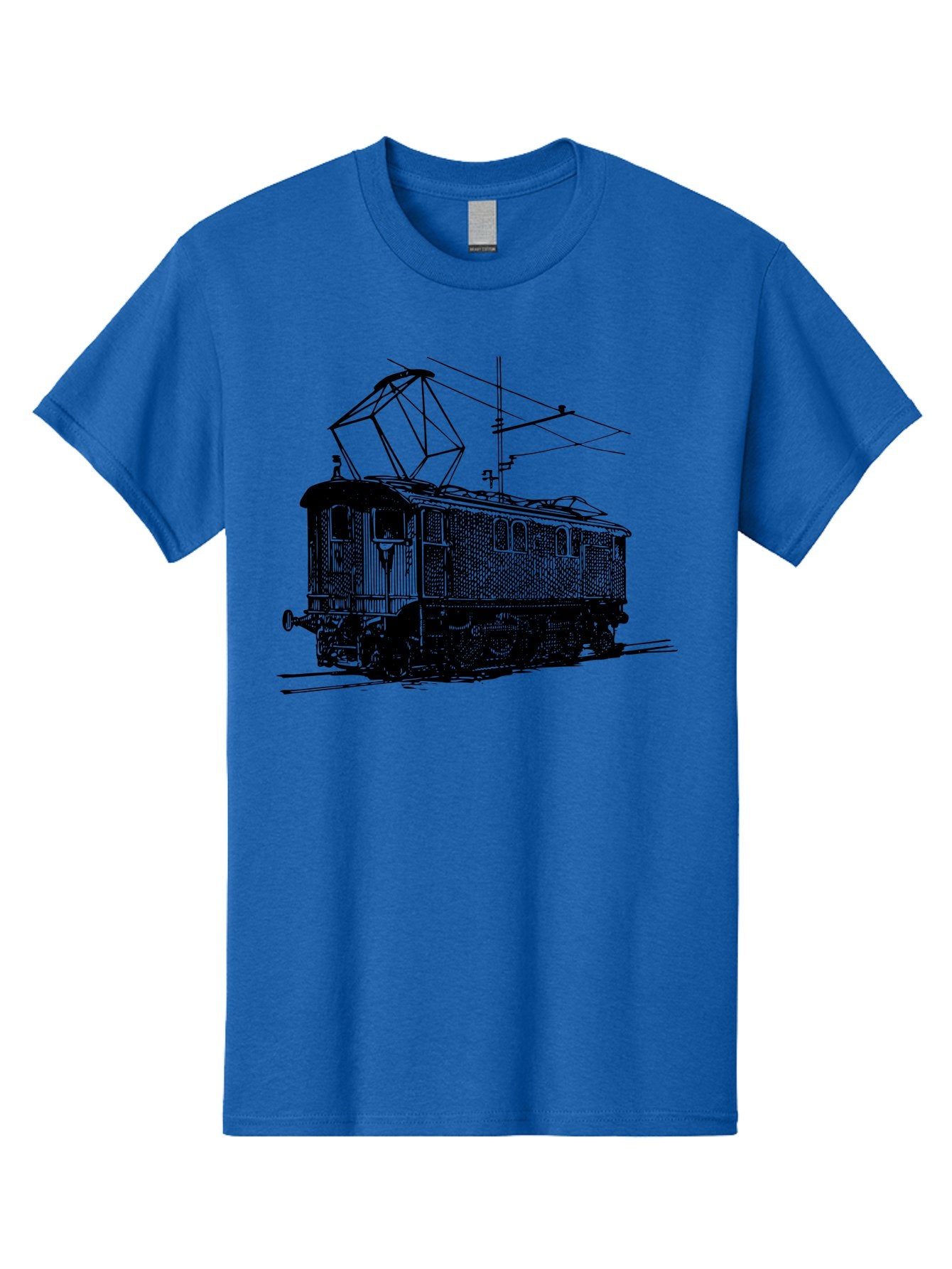 Electric-Train Men'S Graphic Tee, 100% Cotton, Comfortable Casual Summer Wear, Machine Washable, Vintage Electric Train, Railway Locomotive, Transportation Mode, Electric Power, Railway Technology, Historic Train Design, Public Transit Aad788 11