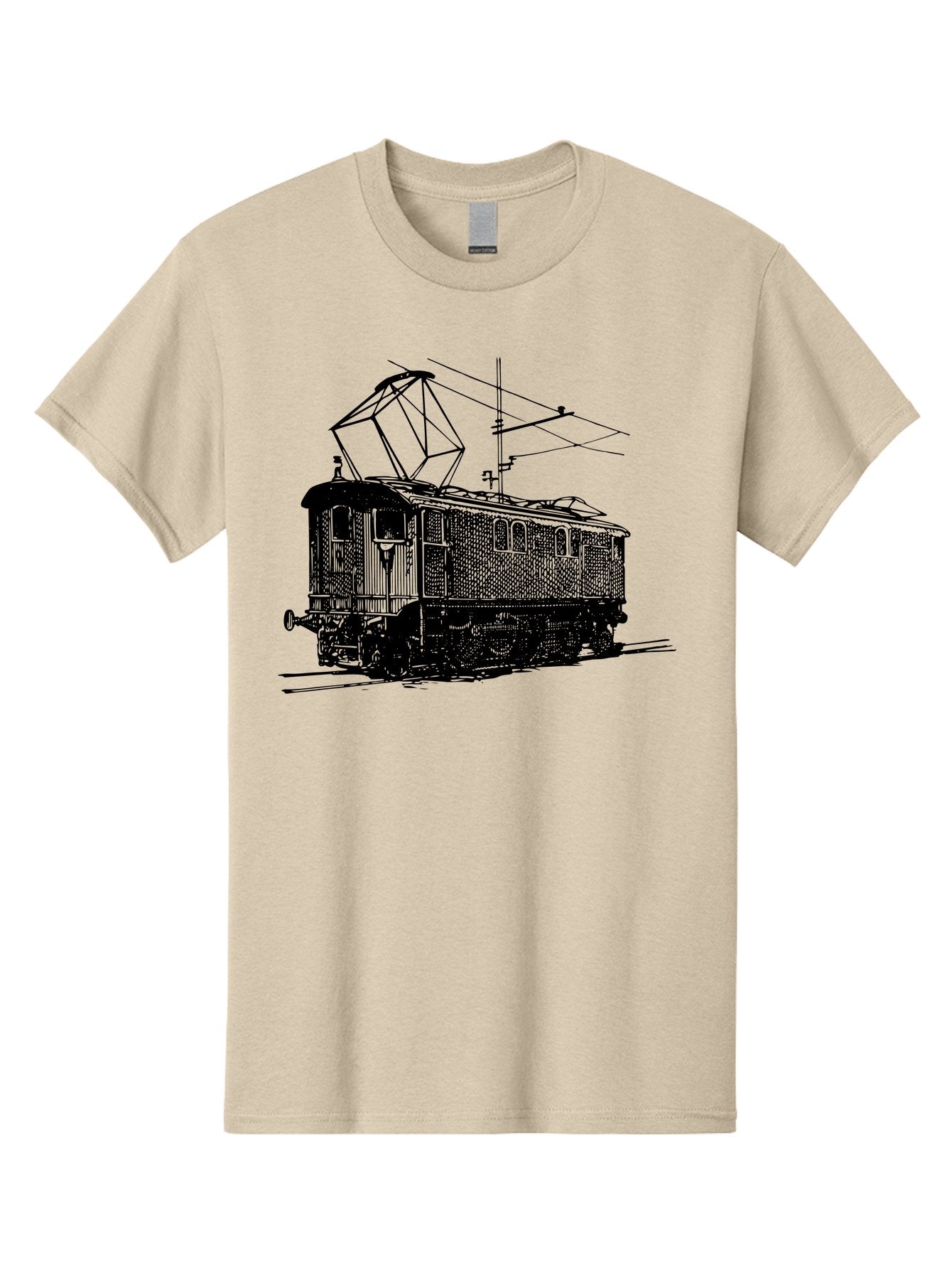Electric-Train Men'S Graphic Tee, 100% Cotton, Comfortable Casual Summer Wear, Machine Washable, Vintage Electric Train, Railway Locomotive, Transportation Mode, Electric Power, Railway Technology, Historic Train Design, Public Transit Aad788 10