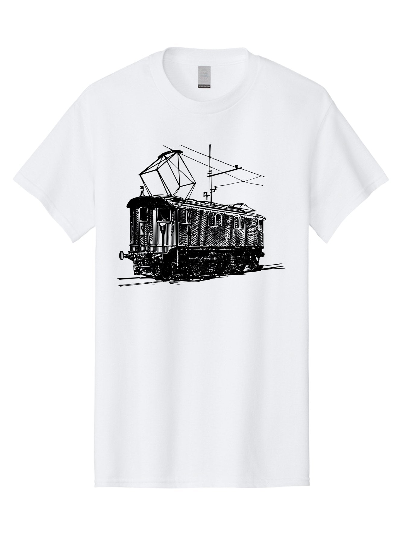 Electric-Train Men'S Graphic Tee, 100% Cotton, Comfortable Casual Summer Wear, Machine Washable, Vintage Electric Train, Railway Locomotive, Transportation Mode, Electric Power, Railway Technology, Historic Train Design, Public Transit Aad788 15