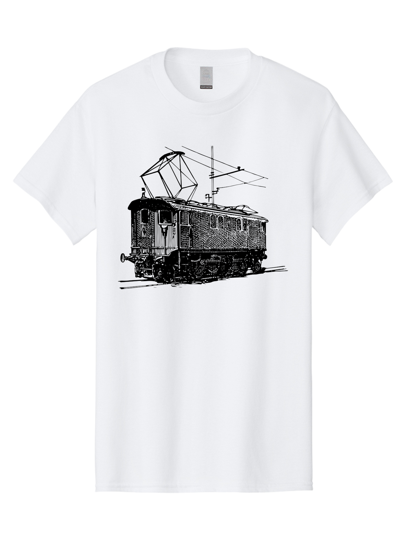 Electric-Train Men'S Graphic Tee, 100% Cotton, Comfortable Casual Summer Wear, Machine Washable, Vintage Electric Train, Railway Locomotive, Transportation Mode, Electric Power, Railway Technology, Historic Train Design, Public Transit Aad788