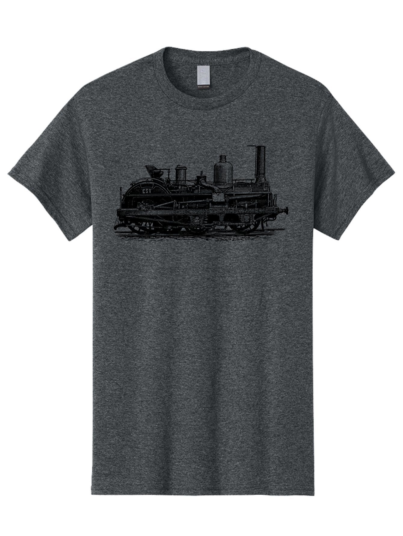 Est-Steam-Train Men'S Graphic Tee, 100% Cotton, Comfortable Casual Summer Wear, Machine Washable, Vintage Train Engine, Steam Locomotive, Classic Transportation, Esi Train, Rail Travel, Nostalgic Vehicle, Industrial Heritage, Old Train, Aad789 3