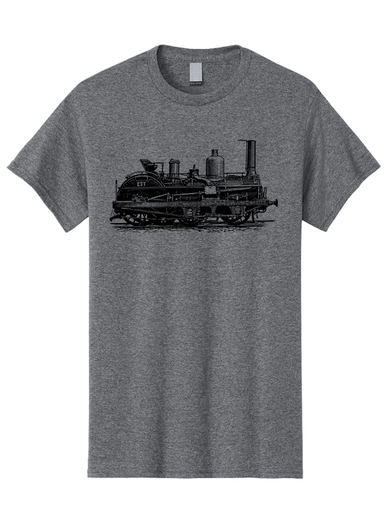 Est-Steam-Train Men'S Graphic Tee, 100% Cotton, Comfortable Casual Summer Wear, Machine Washable, Vintage Train Engine, Steam Locomotive, Classic Transportation, Esi Train, Rail Travel, Nostalgic Vehicle, Industrial Heritage, Old Train, Aad789