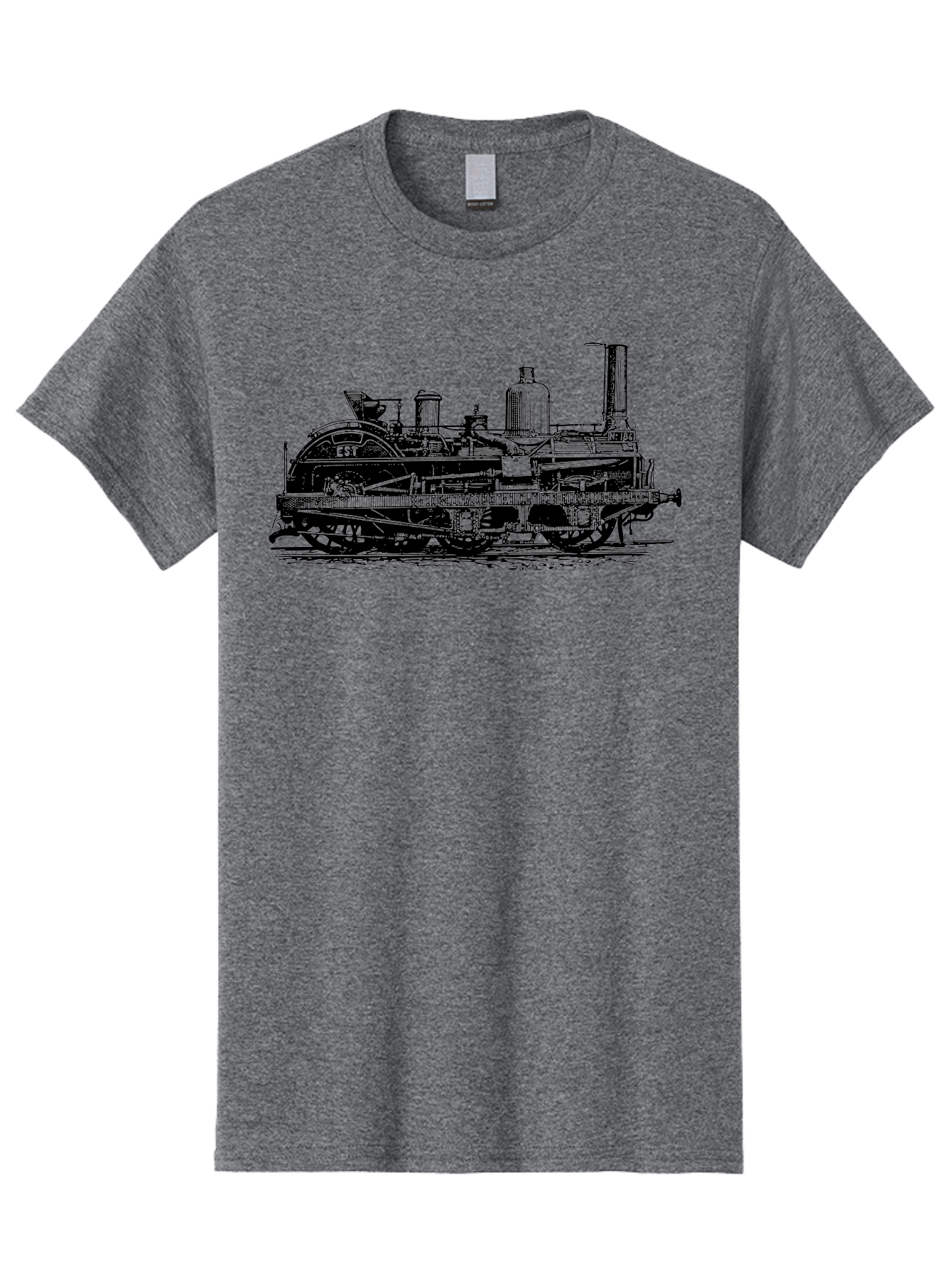 Est-Steam-Train Men'S Graphic Tee, 100% Cotton, Comfortable Casual Summer Wear, Machine Washable, Vintage Train Engine, Steam Locomotive, Classic Transportation, Esi Train, Rail Travel, Nostalgic Vehicle, Industrial Heritage, Old Train, Aad789 19