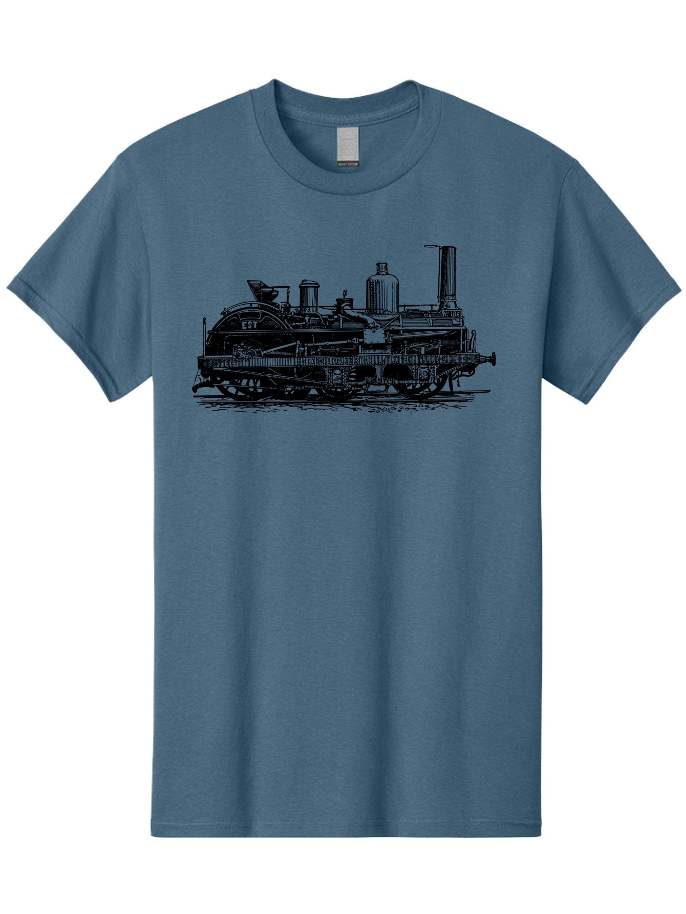 Est-Steam-Train Men'S Graphic Tee, 100% Cotton, Comfortable Casual Summer Wear, Machine Washable, Vintage Train Engine, Steam Locomotive, Classic Transportation, Esi Train, Rail Travel, Nostalgic Vehicle, Industrial Heritage, Old Train, Aad789 15