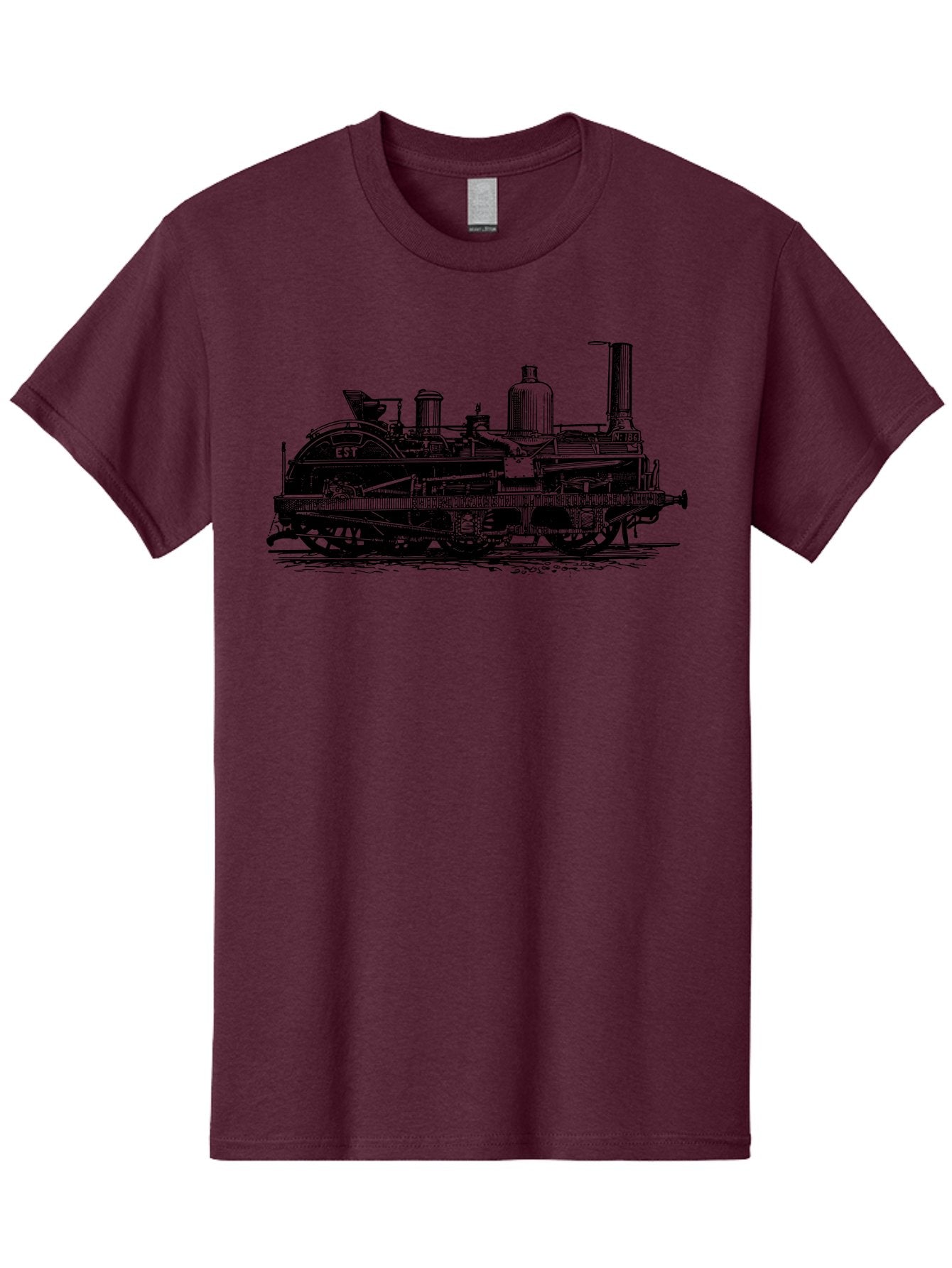 Est-Steam-Train Men'S Graphic Tee, 100% Cotton, Comfortable Casual Summer Wear, Machine Washable, Vintage Train Engine, Steam Locomotive, Classic Transportation, Esi Train, Rail Travel, Nostalgic Vehicle, Industrial Heritage, Old Train, Aad789 6