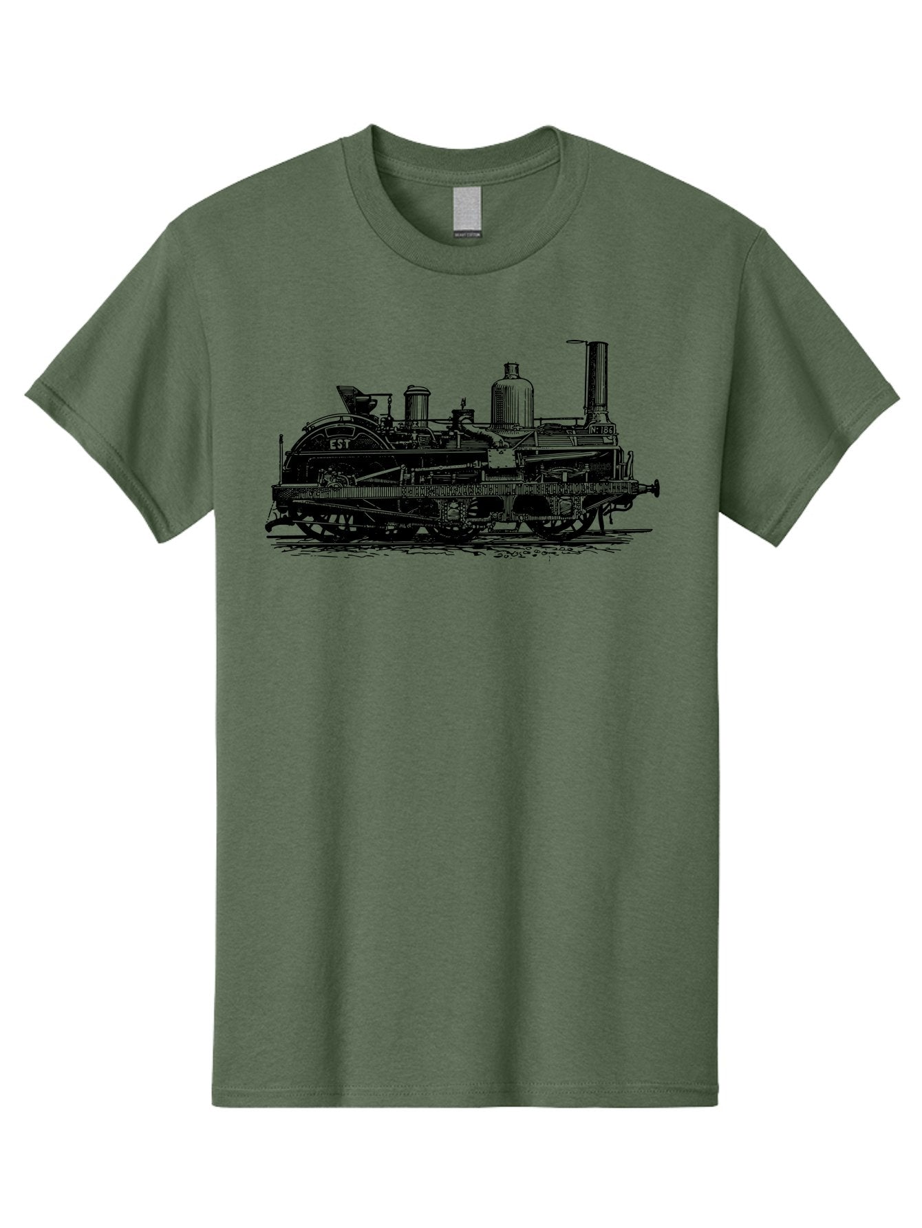 Est-Steam-Train Men'S Graphic Tee, 100% Cotton, Comfortable Casual Summer Wear, Machine Washable, Vintage Train Engine, Steam Locomotive, Classic Transportation, Esi Train, Rail Travel, Nostalgic Vehicle, Industrial Heritage, Old Train, Aad789 12