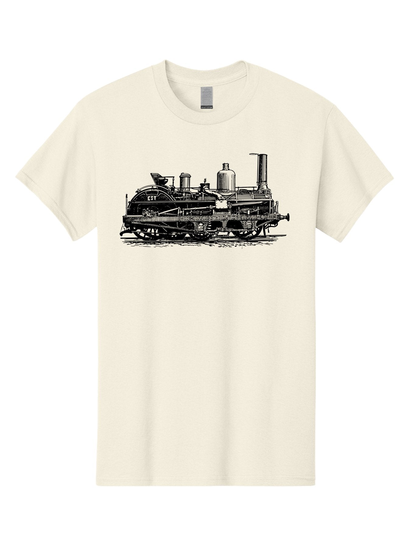 Est-Steam-Train Men'S Graphic Tee, 100% Cotton, Comfortable Casual Summer Wear, Machine Washable, Vintage Train Engine, Steam Locomotive, Classic Transportation, Esi Train, Rail Travel, Nostalgic Vehicle, Industrial Heritage, Old Train, Aad789 9