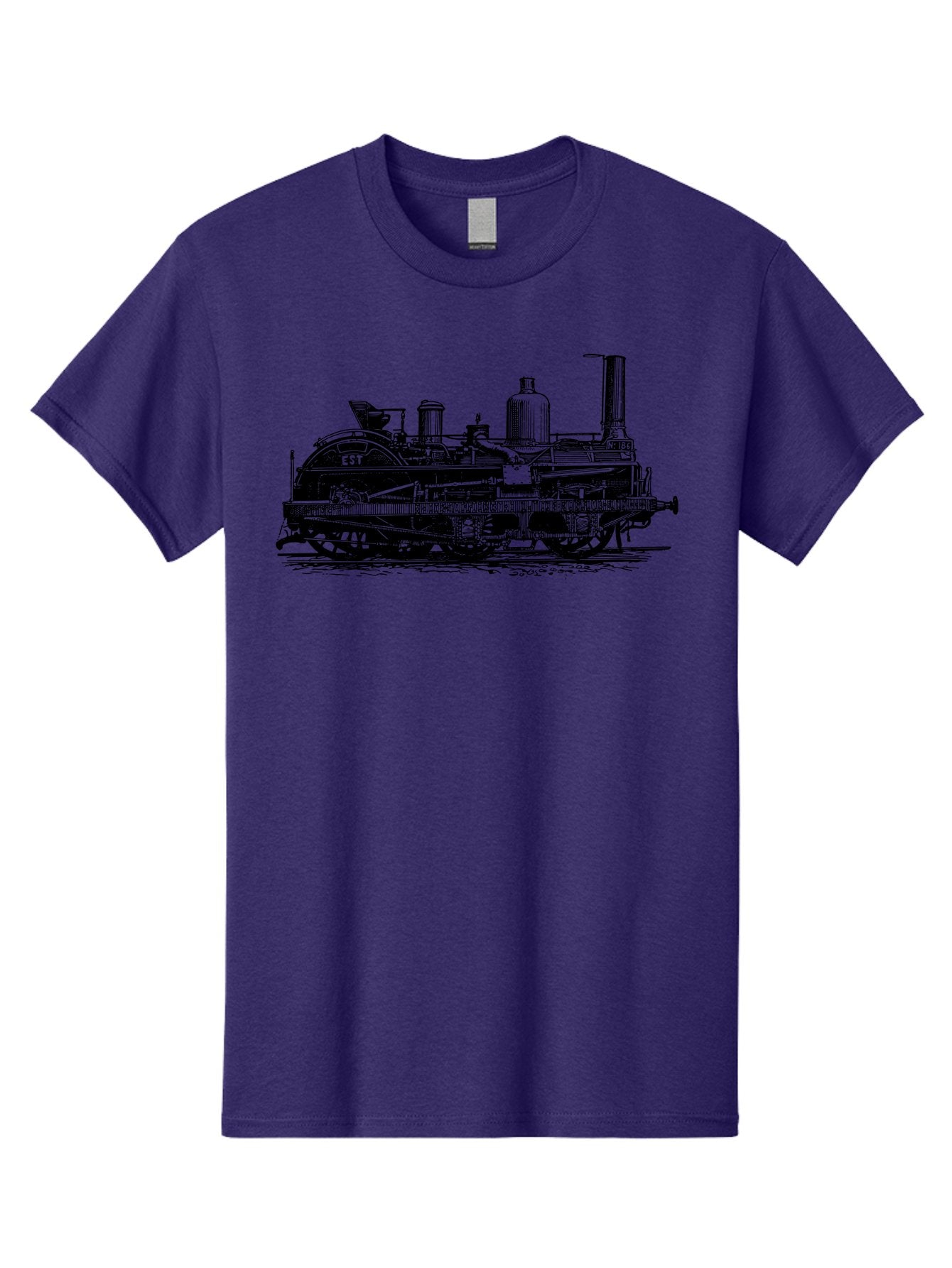 Est-Steam-Train Men'S Graphic Tee, 100% Cotton, Comfortable Casual Summer Wear, Machine Washable, Vintage Train Engine, Steam Locomotive, Classic Transportation, Esi Train, Rail Travel, Nostalgic Vehicle, Industrial Heritage, Old Train, Aad789 7