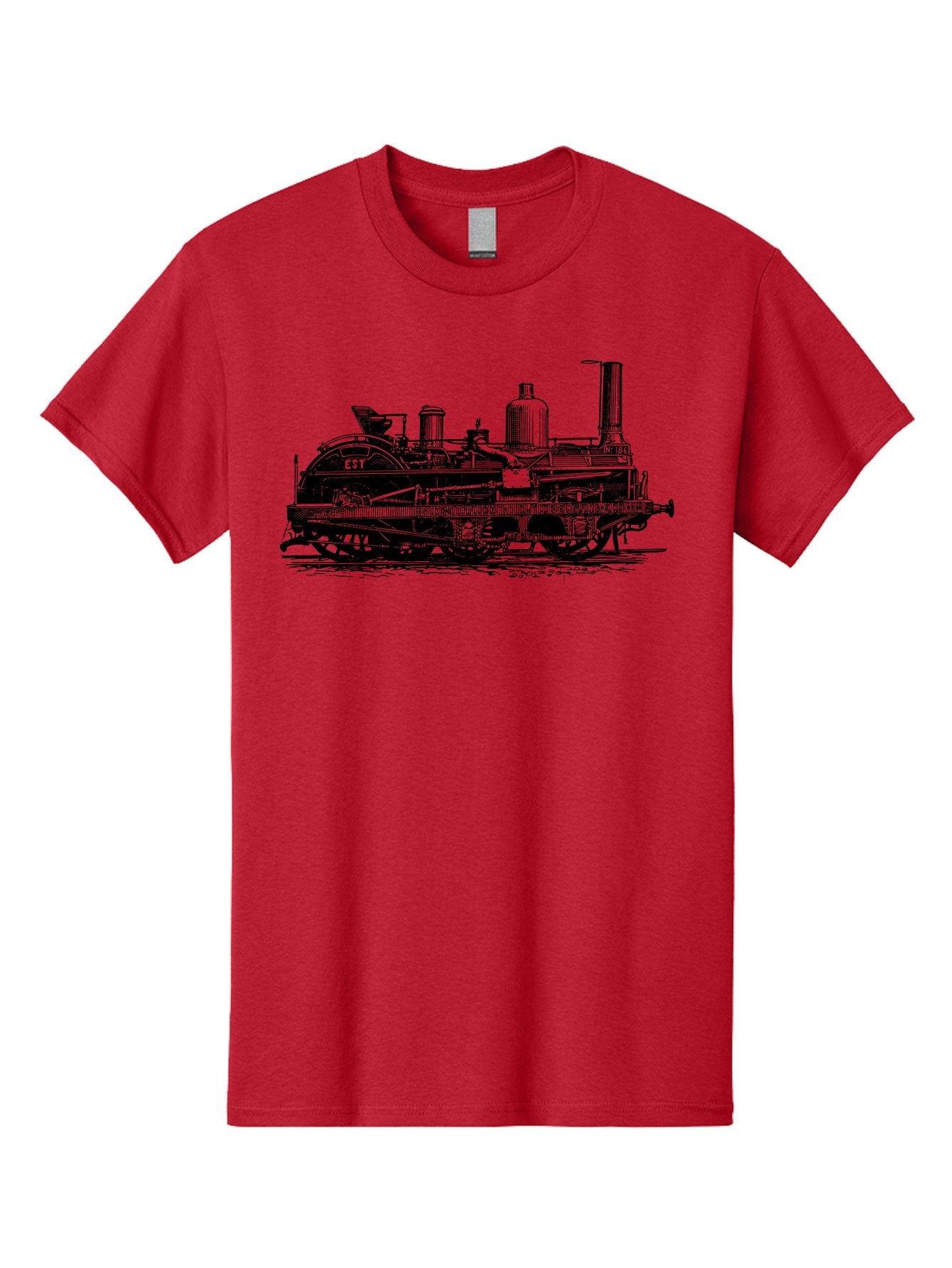 Est-Steam-Train Men'S Graphic Tee, 100% Cotton, Comfortable Casual Summer Wear, Machine Washable, Vintage Train Engine, Steam Locomotive, Classic Transportation, Esi Train, Rail Travel, Nostalgic Vehicle, Industrial Heritage, Old Train, Aad789 4