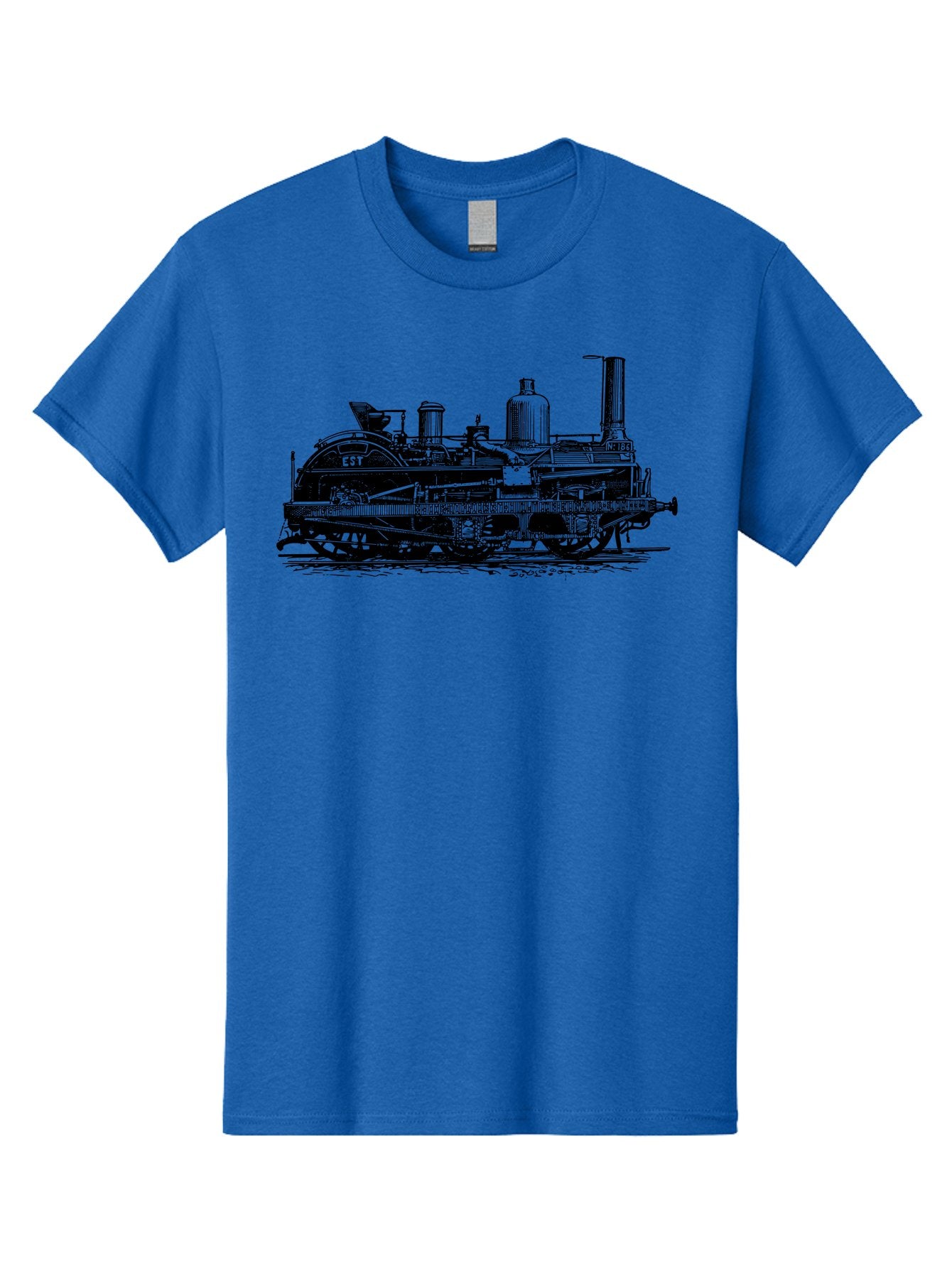 Est-Steam-Train Men'S Graphic Tee, 100% Cotton, Comfortable Casual Summer Wear, Machine Washable, Vintage Train Engine, Steam Locomotive, Classic Transportation, Esi Train, Rail Travel, Nostalgic Vehicle, Industrial Heritage, Old Train, Aad789 10