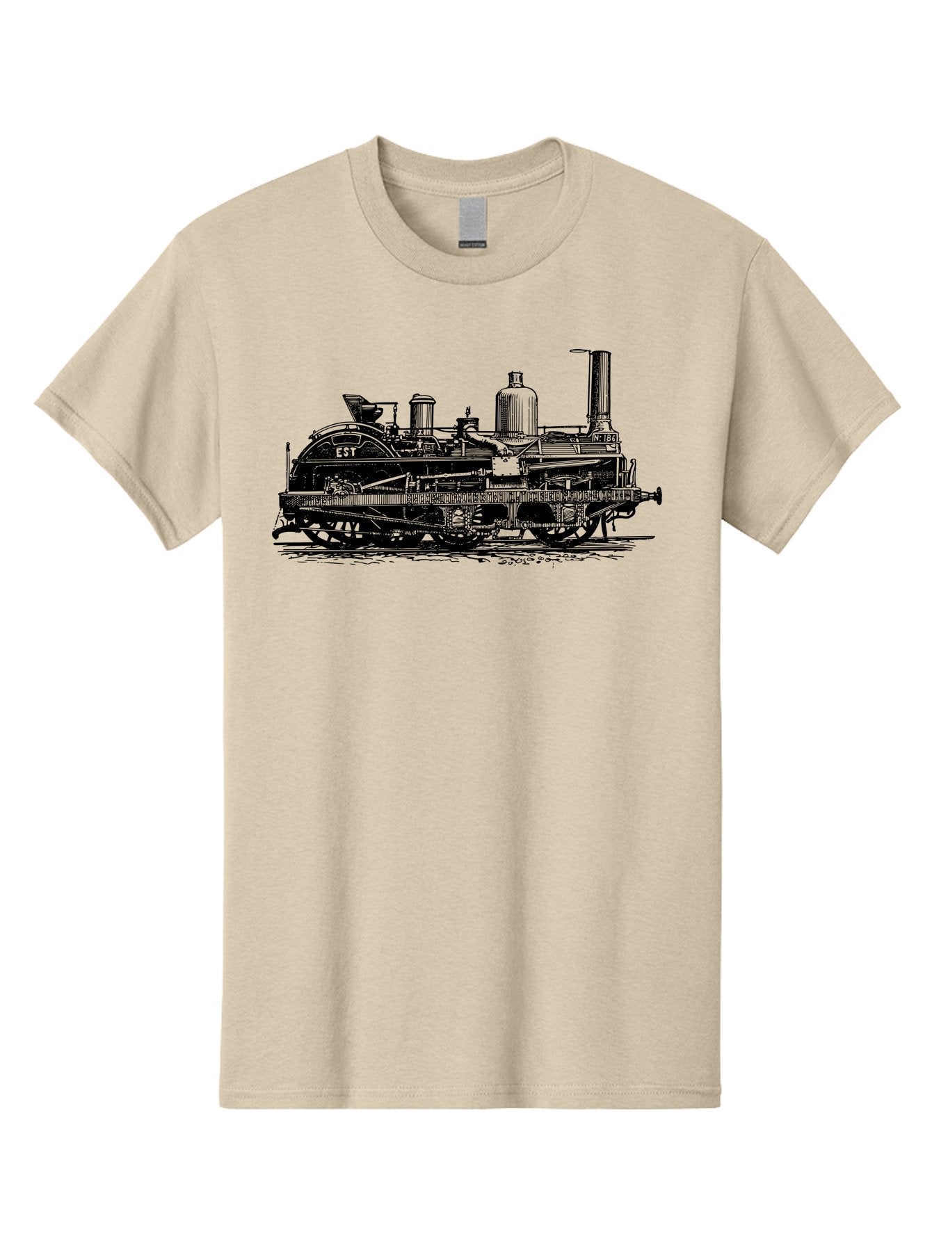 Est-Steam-Train Men'S Graphic Tee, 100% Cotton, Comfortable Casual Summer Wear, Machine Washable, Vintage Train Engine, Steam Locomotive, Classic Transportation, Esi Train, Rail Travel, Nostalgic Vehicle, Industrial Heritage, Old Train, Aad789 5