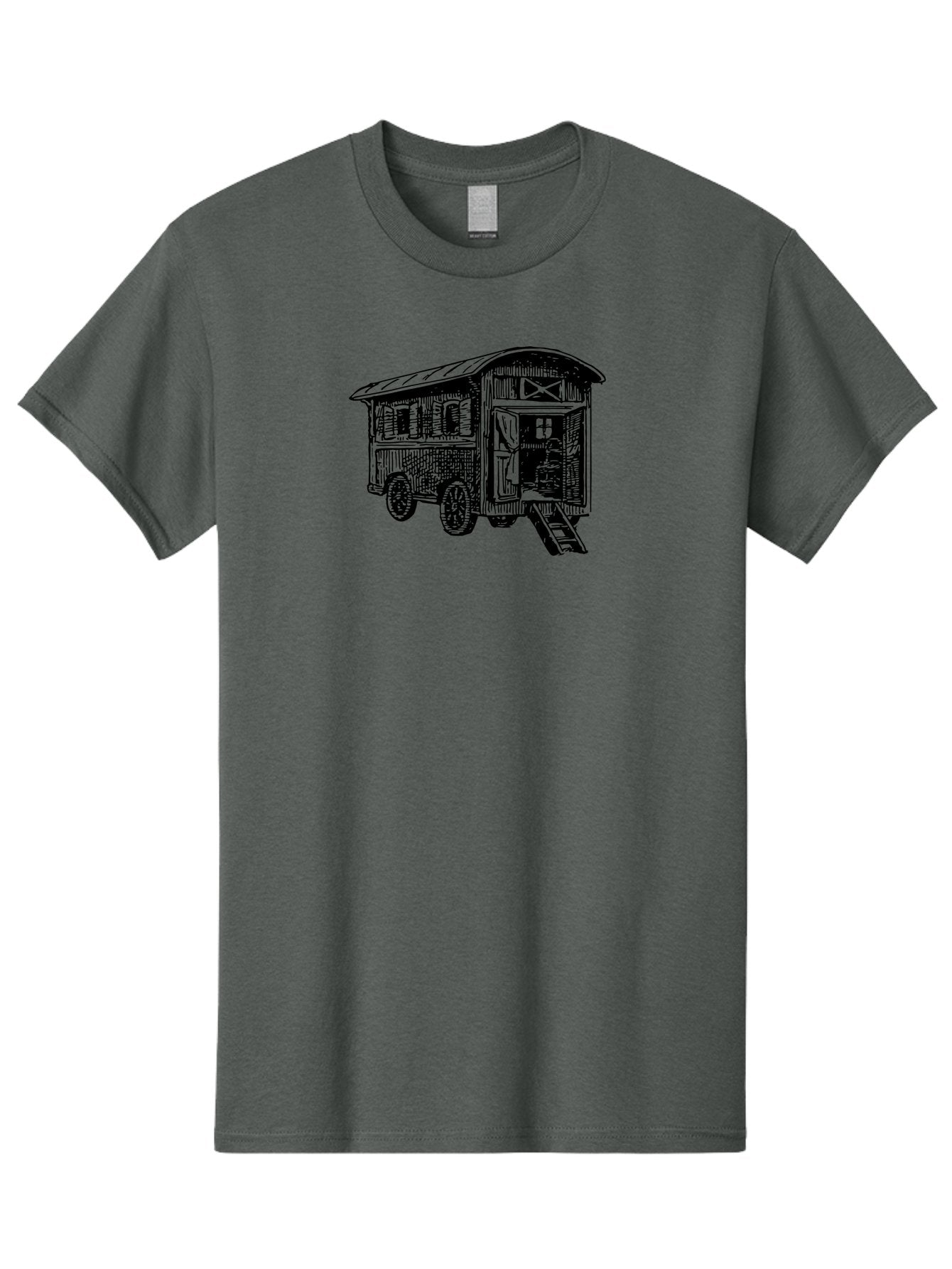 Gypsy-Vardo Men'S Graphic Tee, 100% Cotton, Comfortable Casual Summer Wear, Machine Washable, Gypsy Caravan, Vintage Trailer, Wooden Caravan, Rustic Charm, Travel Trailer, Nomadic Lifestyle, Alternative Living, Bohemian Style Aad791 15