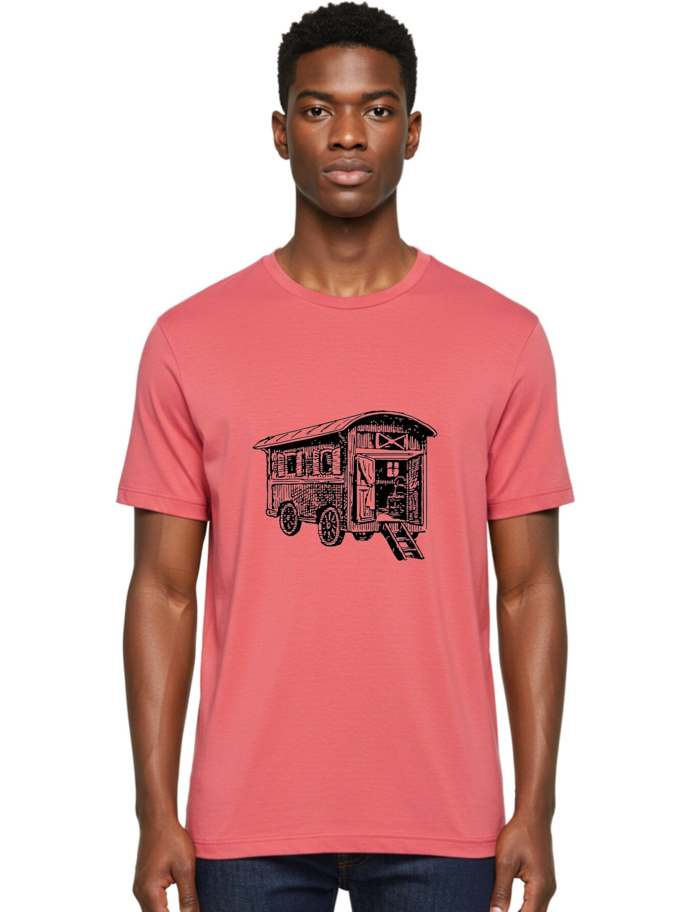 Gypsy-Vardo Men'S Graphic Tee, 100% Cotton, Comfortable Casual Summer Wear, Machine Washable, Gypsy Caravan, Vintage Trailer, Wooden Caravan, Rustic Charm, Travel Trailer, Nomadic Lifestyle, Alternative Living, Bohemian Style Aad791 20