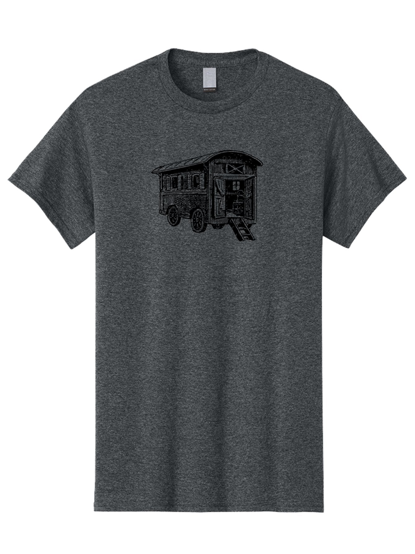 Gypsy-Vardo Men'S Graphic Tee, 100% Cotton, Comfortable Casual Summer Wear, Machine Washable, Gypsy Caravan, Vintage Trailer, Wooden Caravan, Rustic Charm, Travel Trailer, Nomadic Lifestyle, Alternative Living, Bohemian Style Aad791