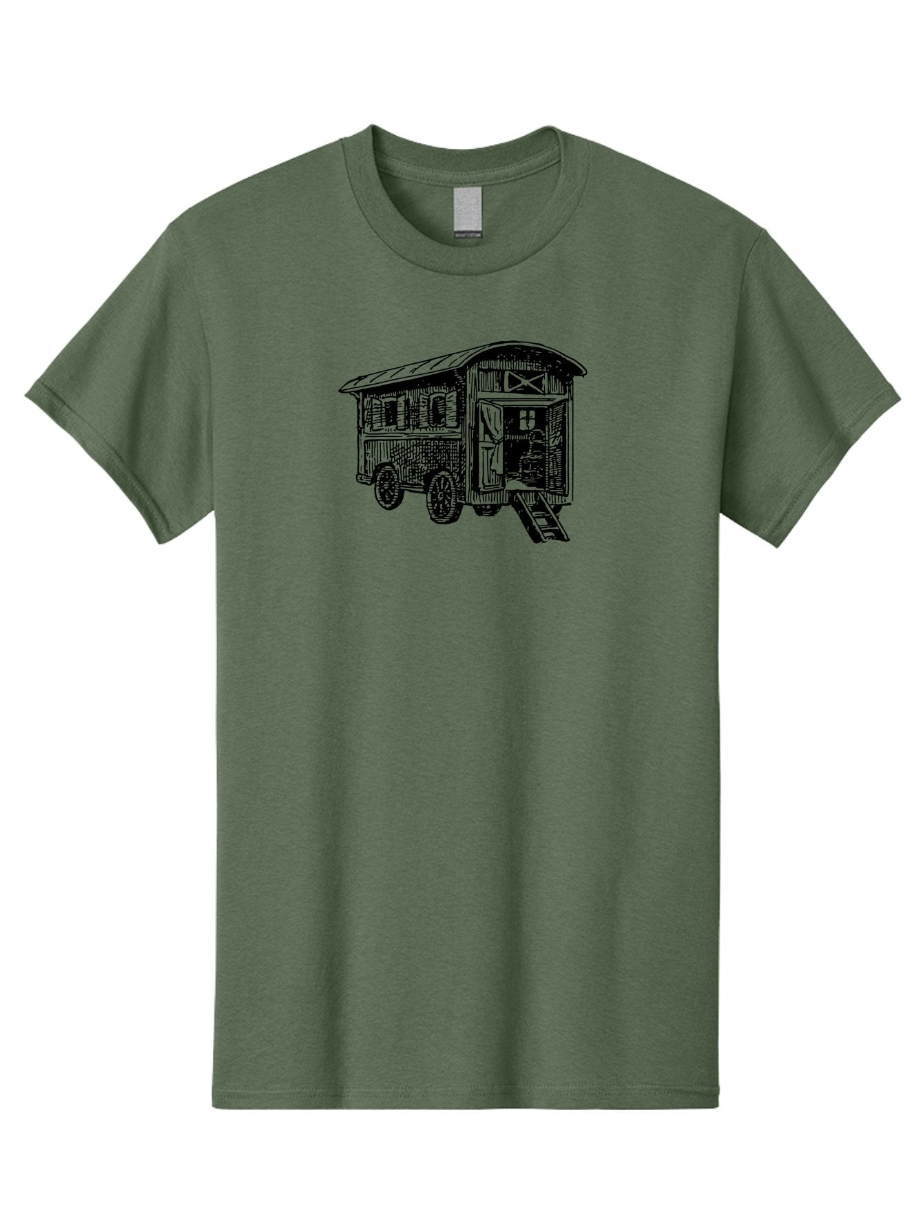 Gypsy-Vardo Men'S Graphic Tee, 100% Cotton, Comfortable Casual Summer Wear, Machine Washable, Gypsy Caravan, Vintage Trailer, Wooden Caravan, Rustic Charm, Travel Trailer, Nomadic Lifestyle, Alternative Living, Bohemian Style Aad791 10