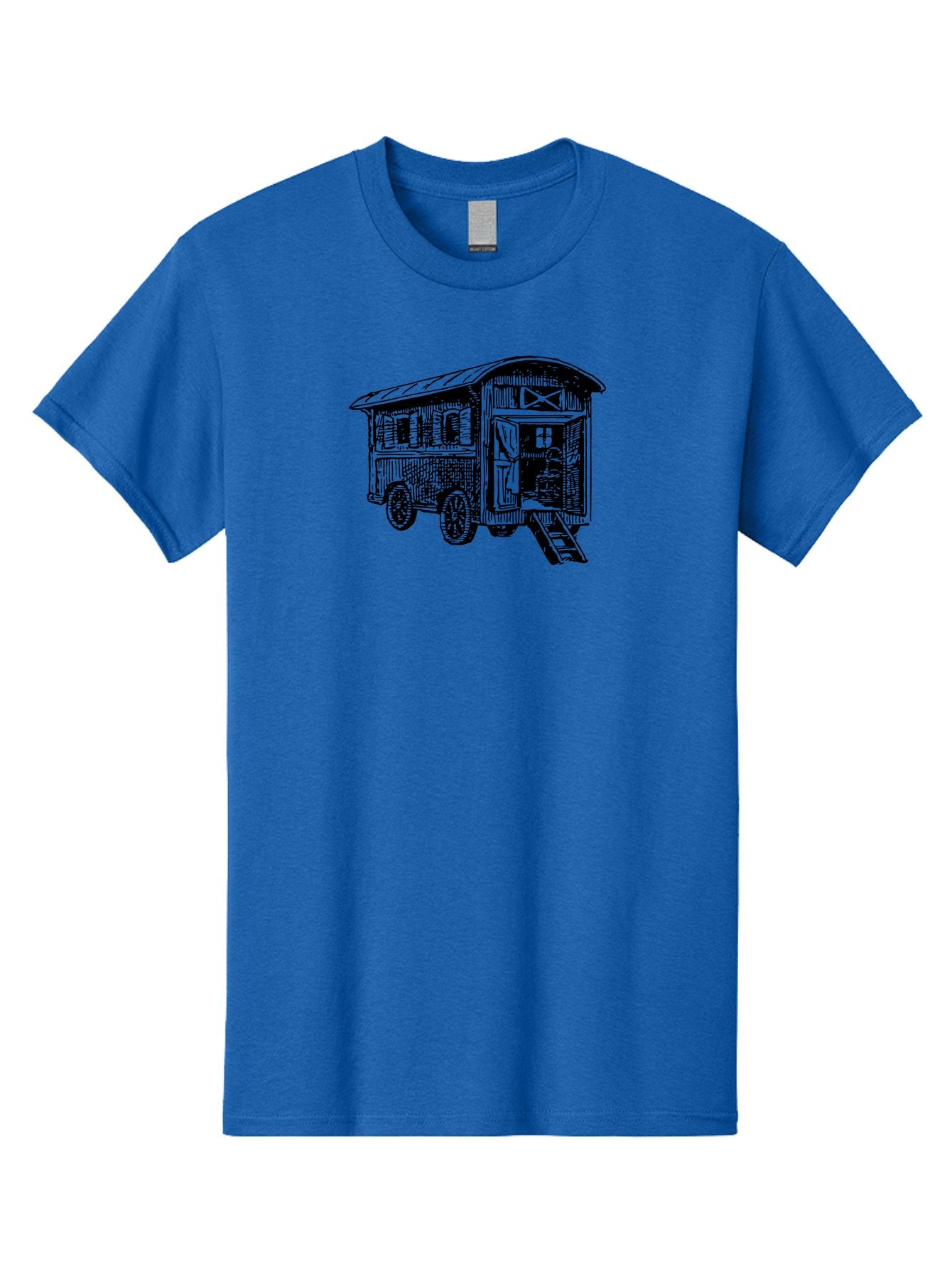 Gypsy-Vardo Men'S Graphic Tee, 100% Cotton, Comfortable Casual Summer Wear, Machine Washable, Gypsy Caravan, Vintage Trailer, Wooden Caravan, Rustic Charm, Travel Trailer, Nomadic Lifestyle, Alternative Living, Bohemian Style Aad791 9