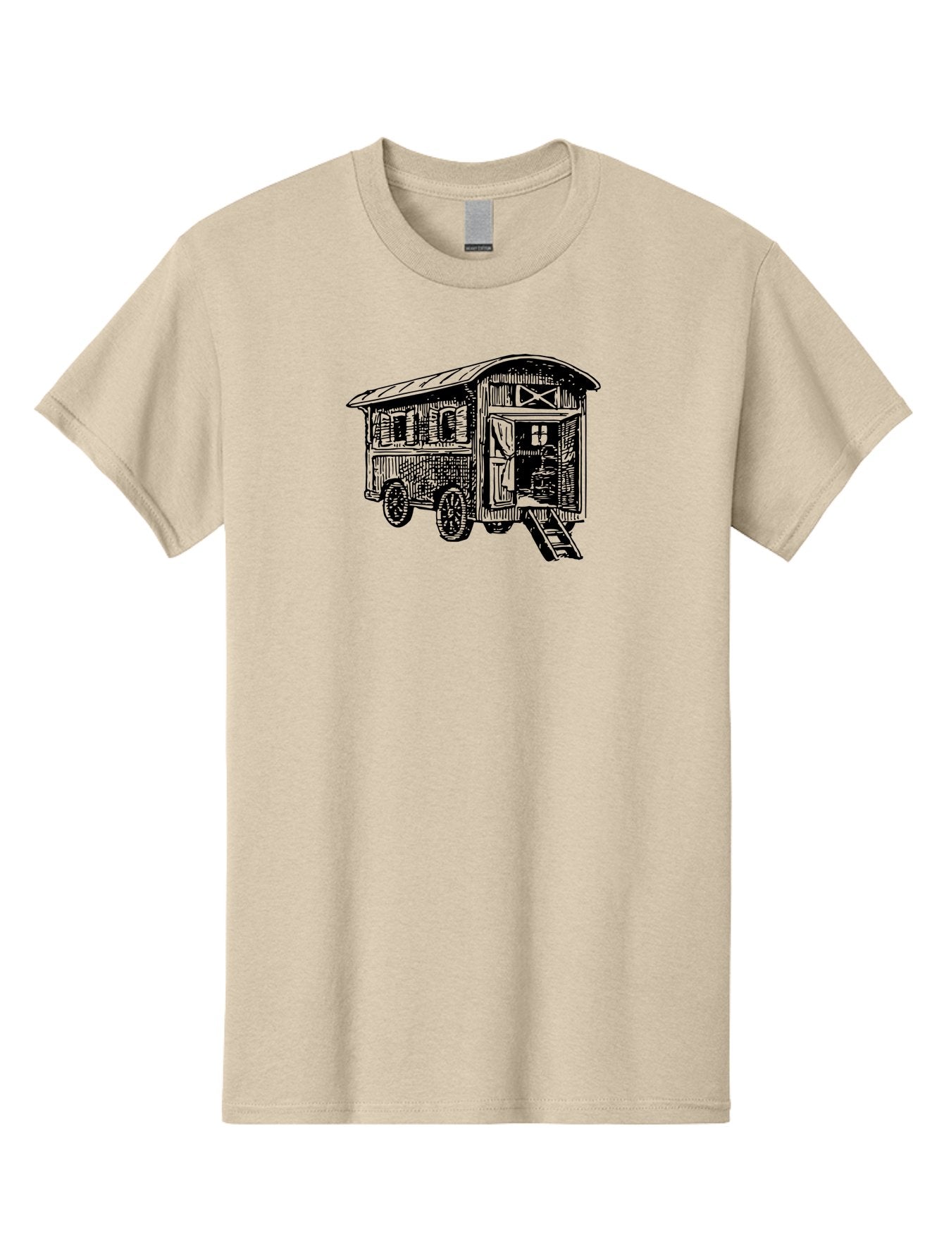 Gypsy-Vardo Men'S Graphic Tee, 100% Cotton, Comfortable Casual Summer Wear, Machine Washable, Gypsy Caravan, Vintage Trailer, Wooden Caravan, Rustic Charm, Travel Trailer, Nomadic Lifestyle, Alternative Living, Bohemian Style Aad791 14