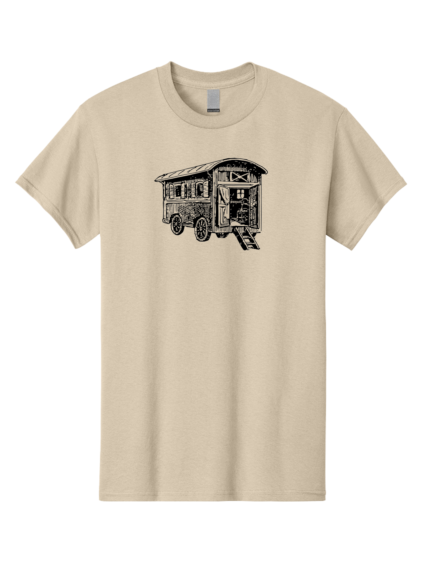 Gypsy-Vardo Men'S Graphic Tee, 100% Cotton, Comfortable Casual Summer Wear, Machine Washable, Gypsy Caravan, Vintage Trailer, Wooden Caravan, Rustic Charm, Travel Trailer, Nomadic Lifestyle, Alternative Living, Bohemian Style Aad791 3